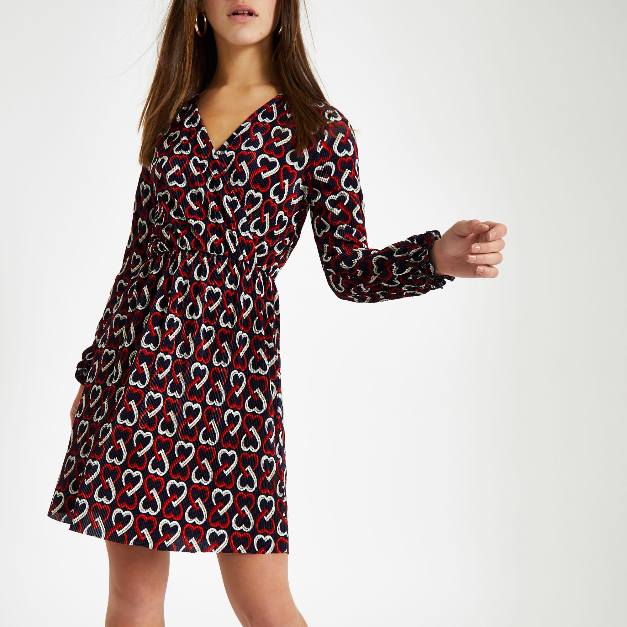 river island heart print dress