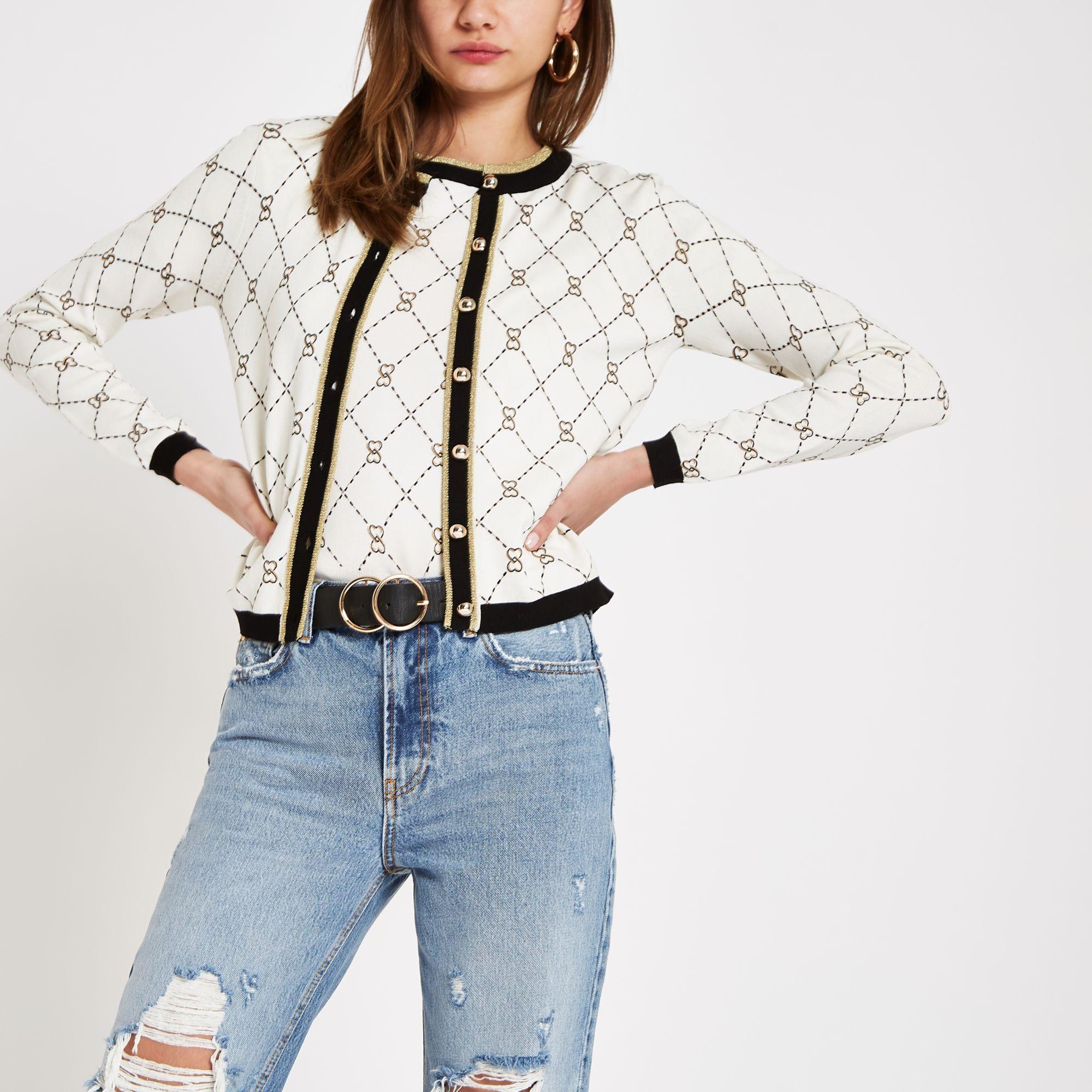river island monogram cardigan
