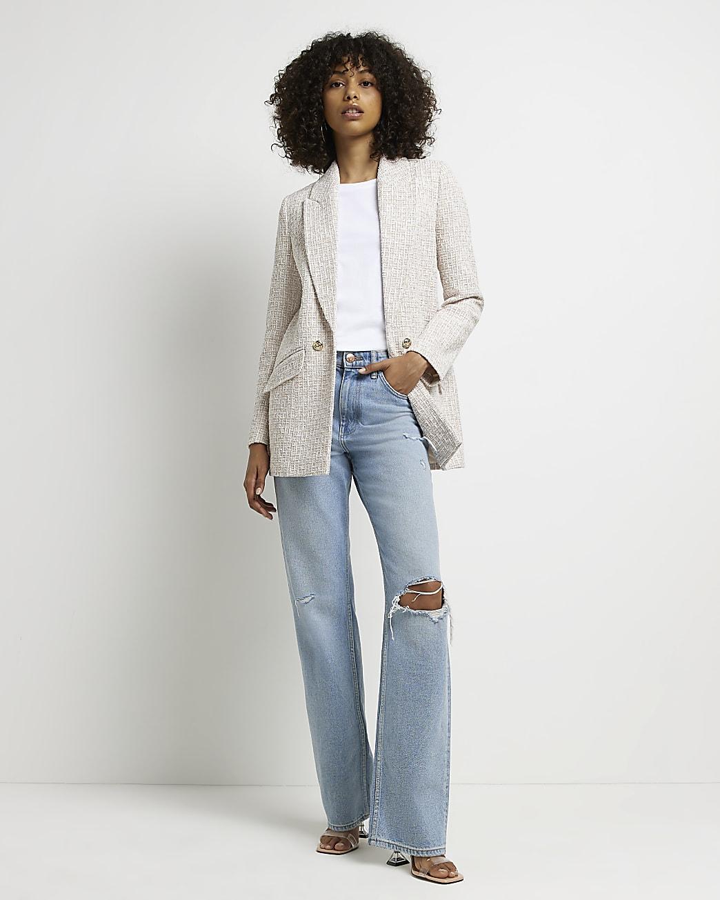 Cream cheap longline blazer
