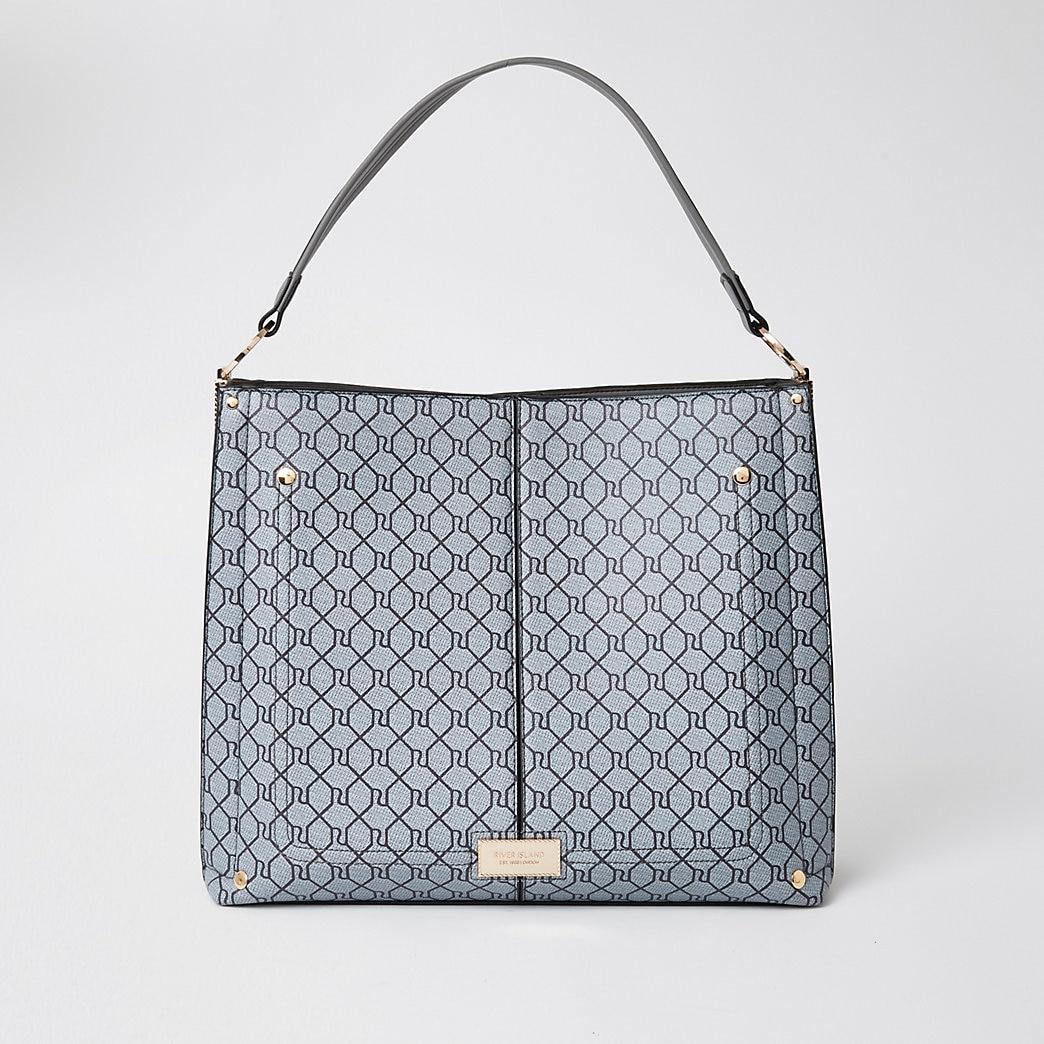 river island grey monogram bolsa