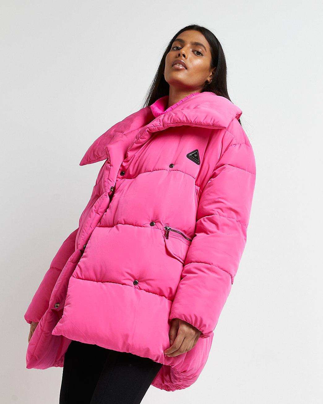 River Island Pink Oversized Puffer Coat | Lyst