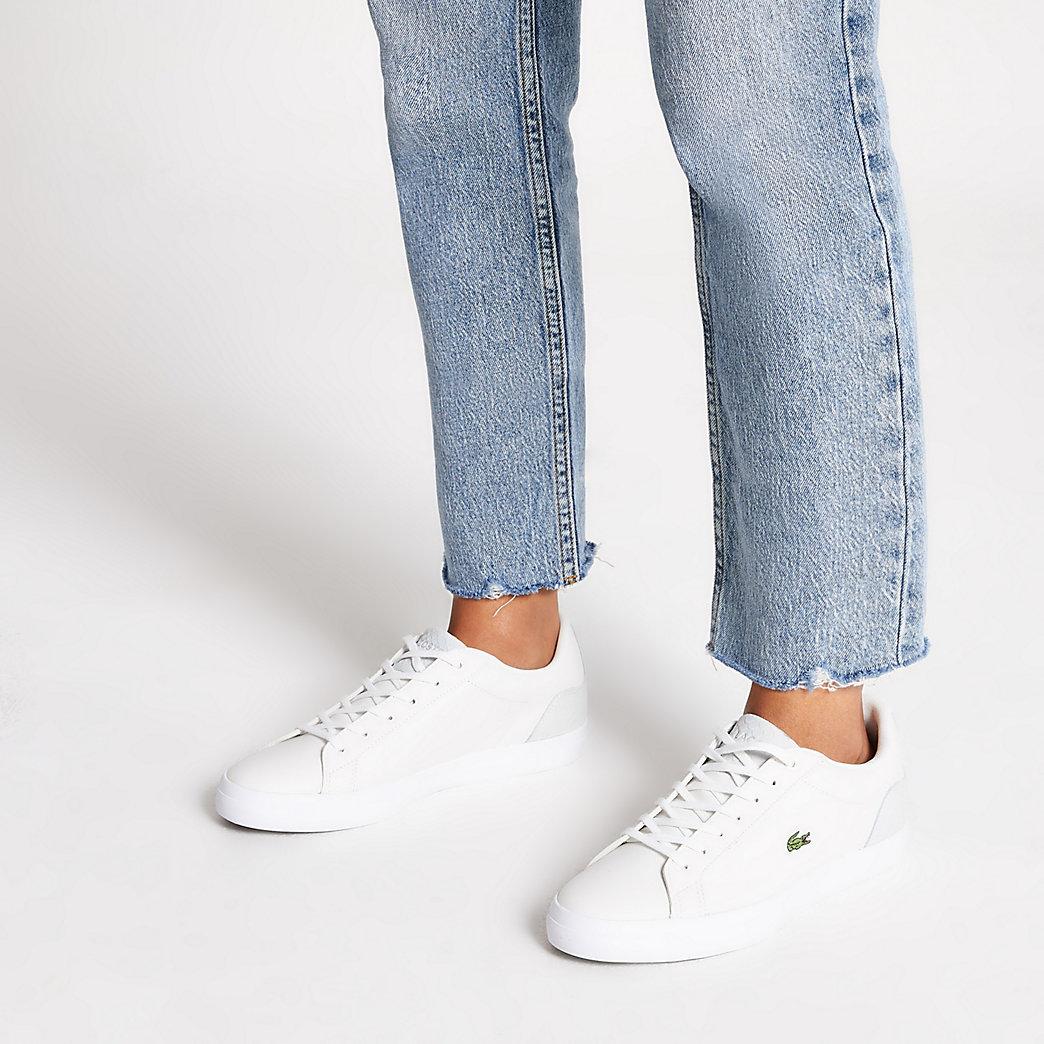 Lacoste Lacoste White Leather Logo Sneakers - Lyst