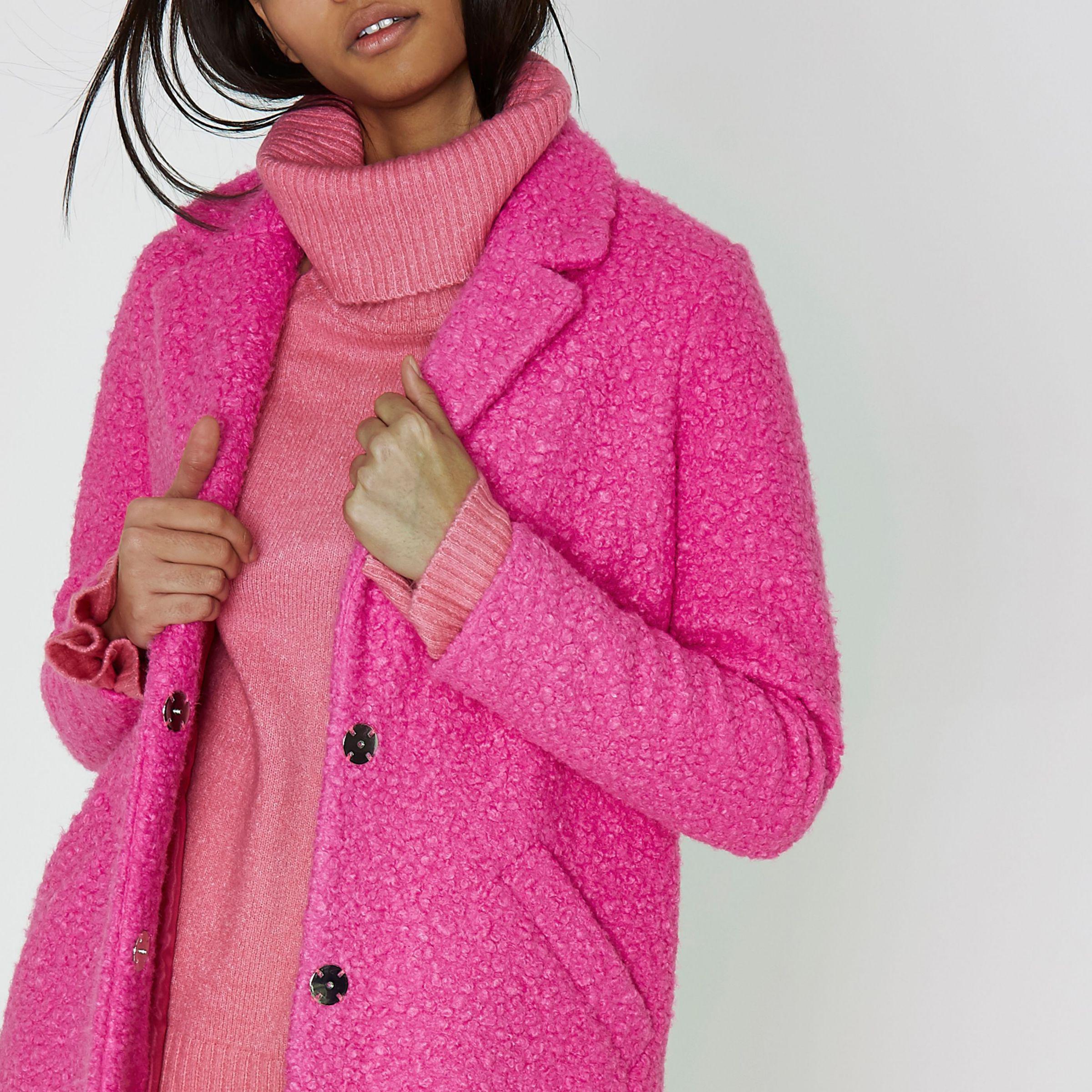 pink textured coat