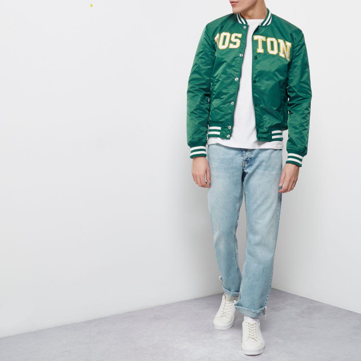 Green Schott 'boston' Bomber Jacket 
