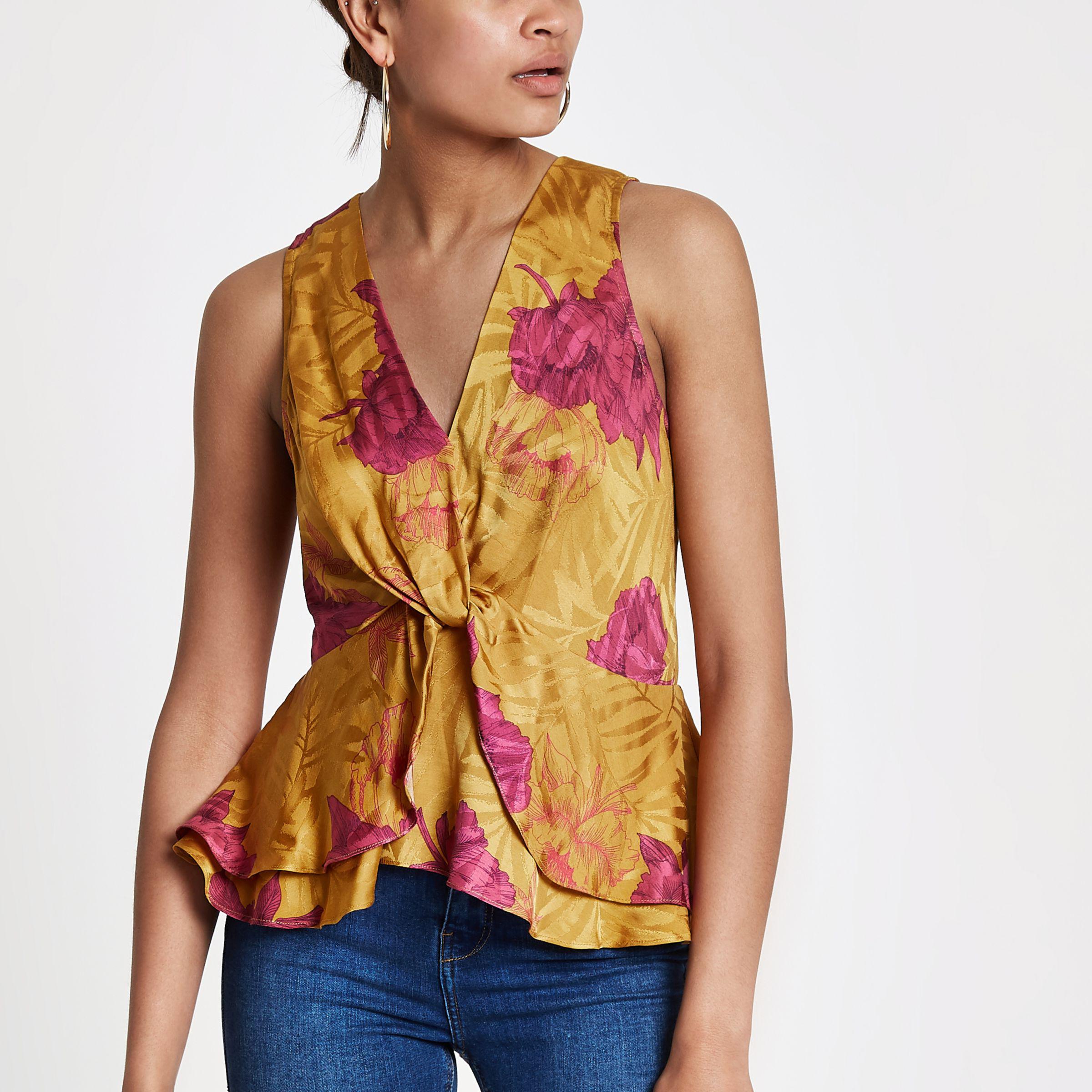 river island yellow floral top