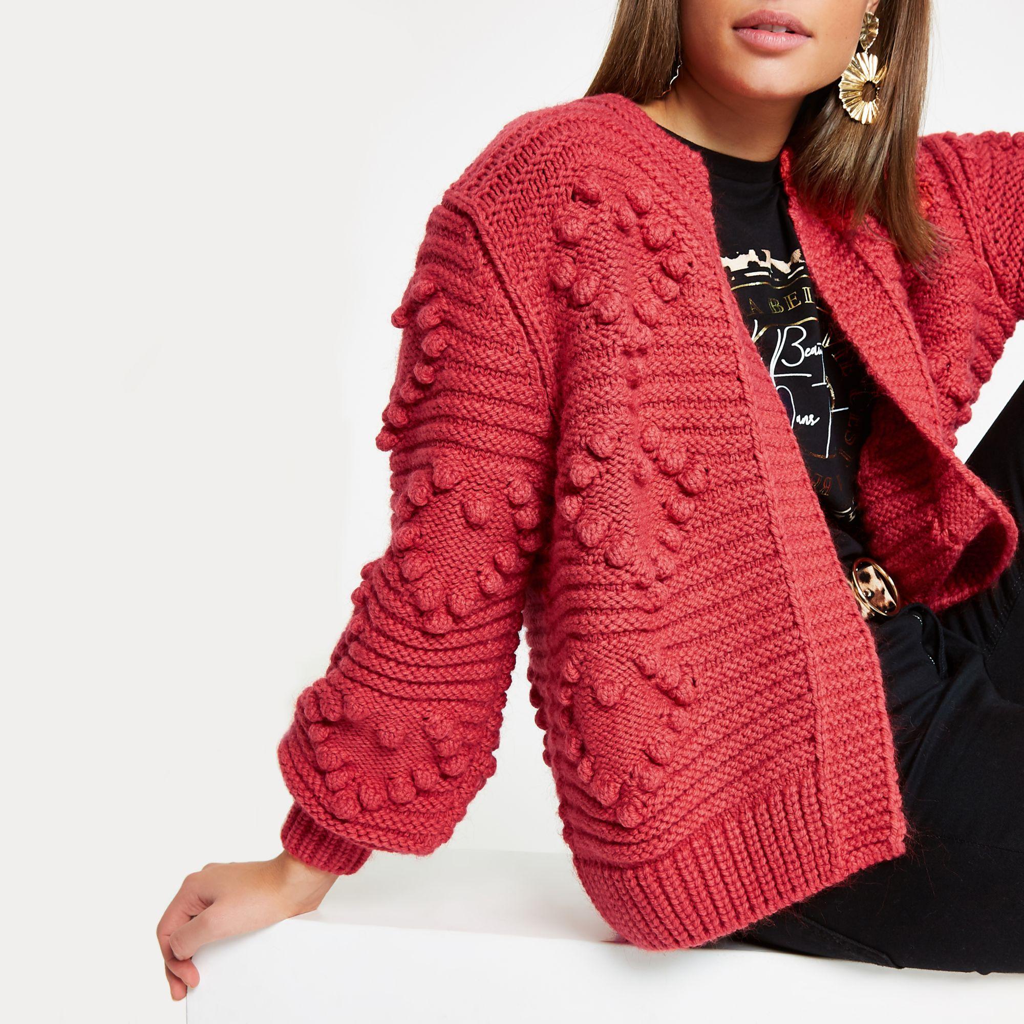 chunky knit bobble cardigan