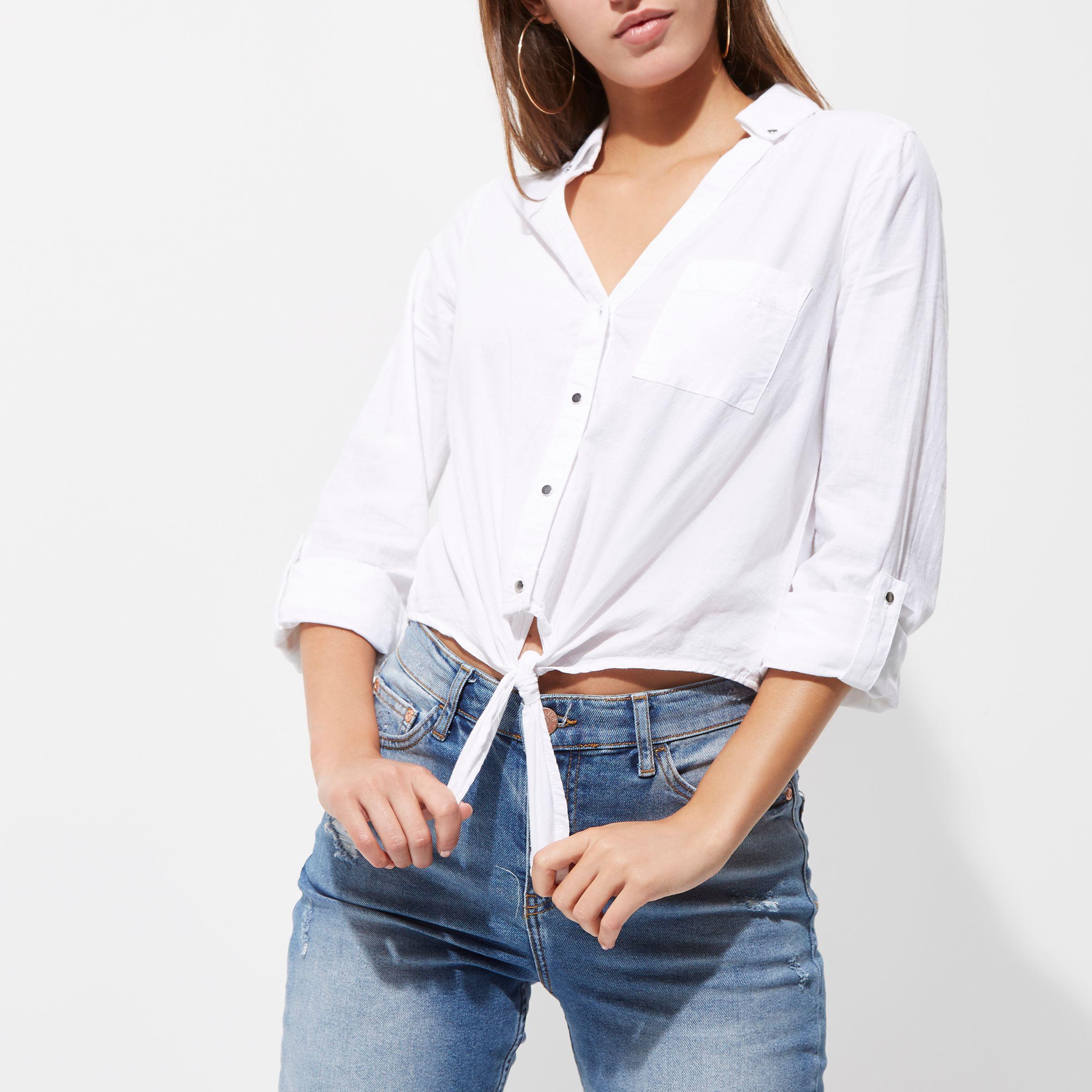 Tie knot white shirt Clearance