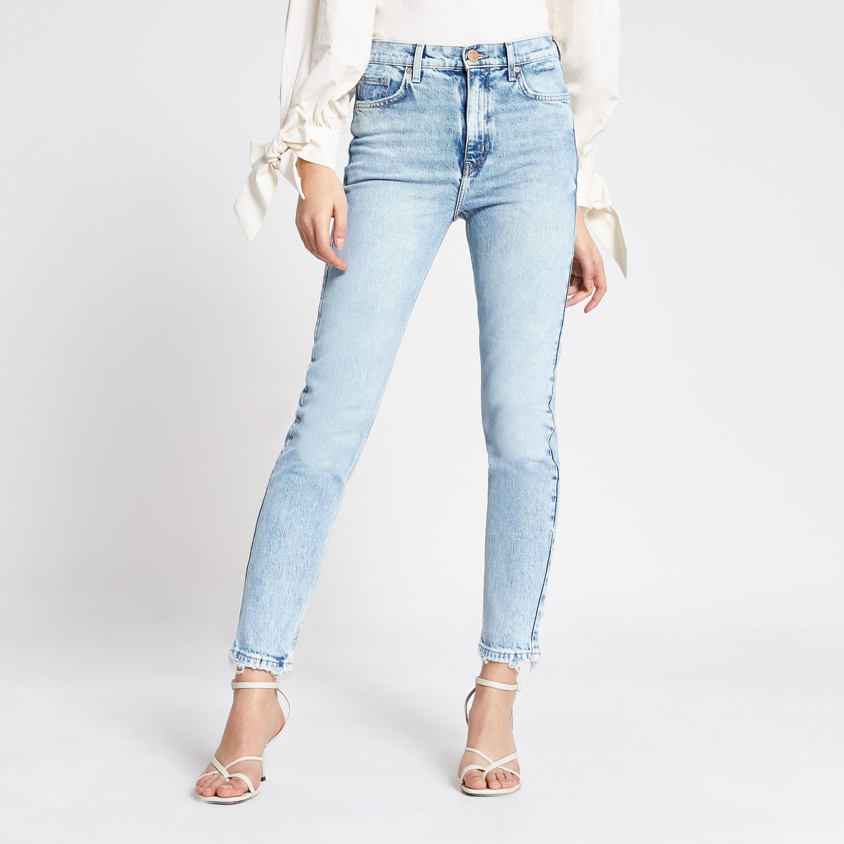 River Island Light Blue Brooke High Rise Slim Jeans | Lyst Canada