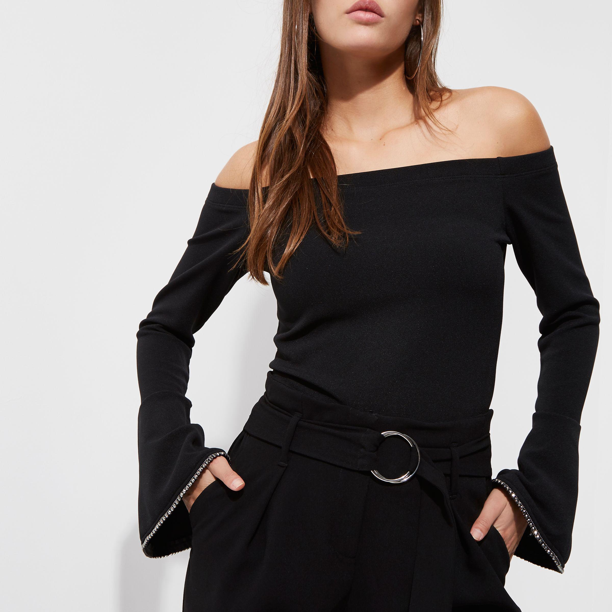 river island black bardot