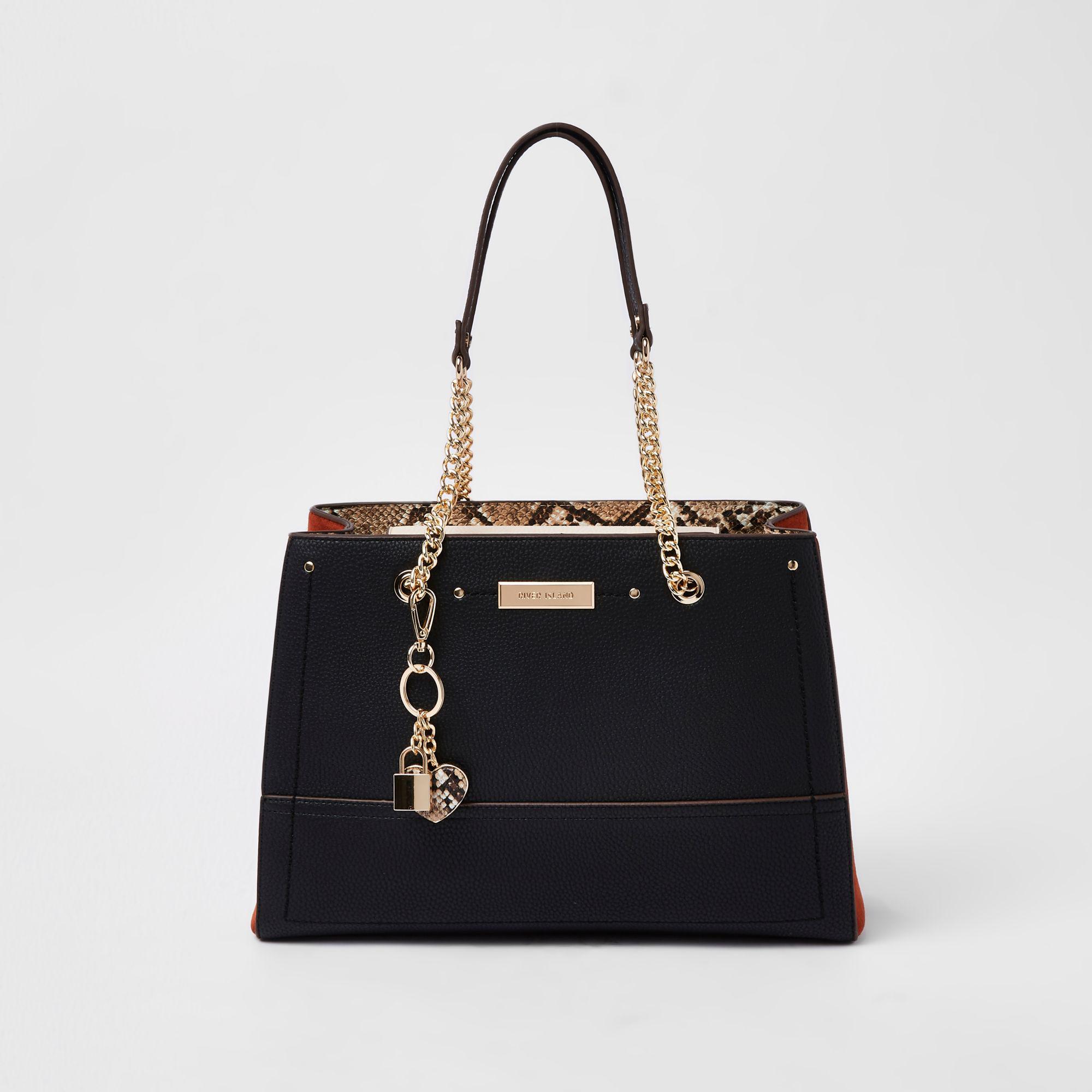 River island black snake print bag sales