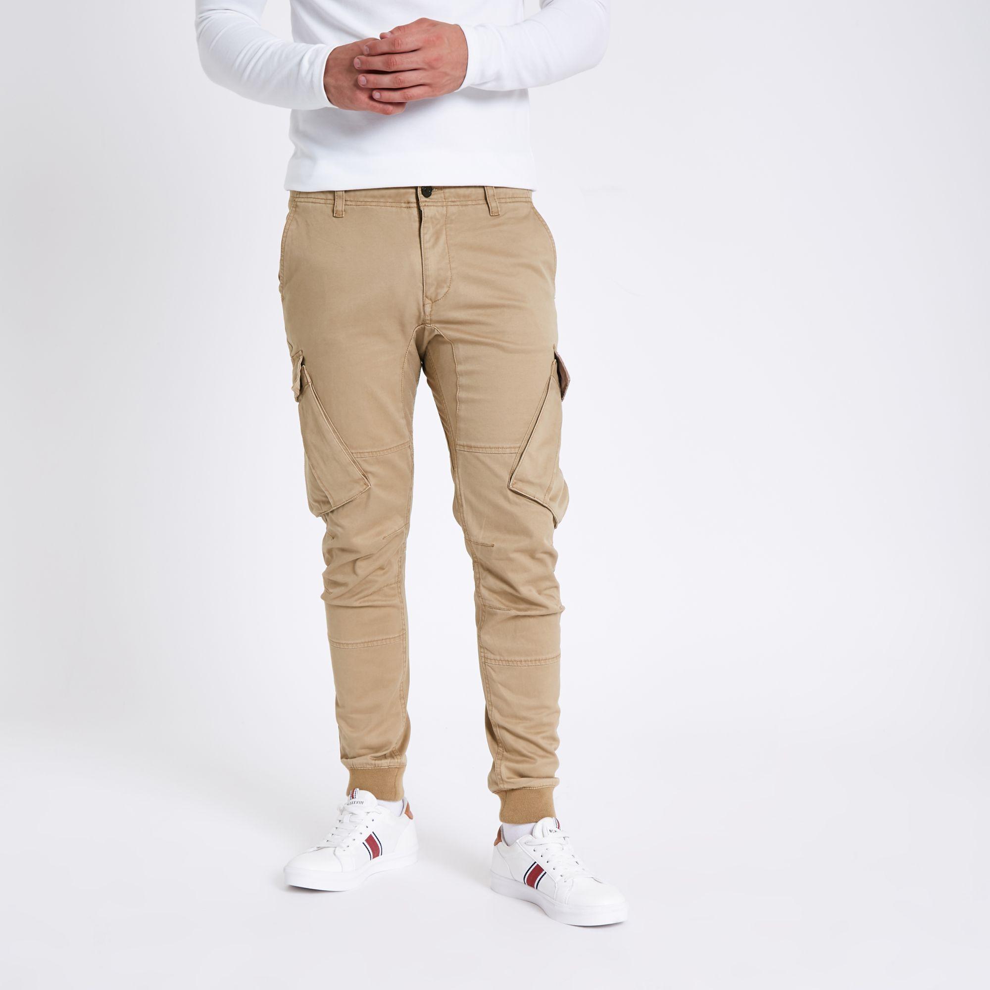 river island tapered cargo trousers in black