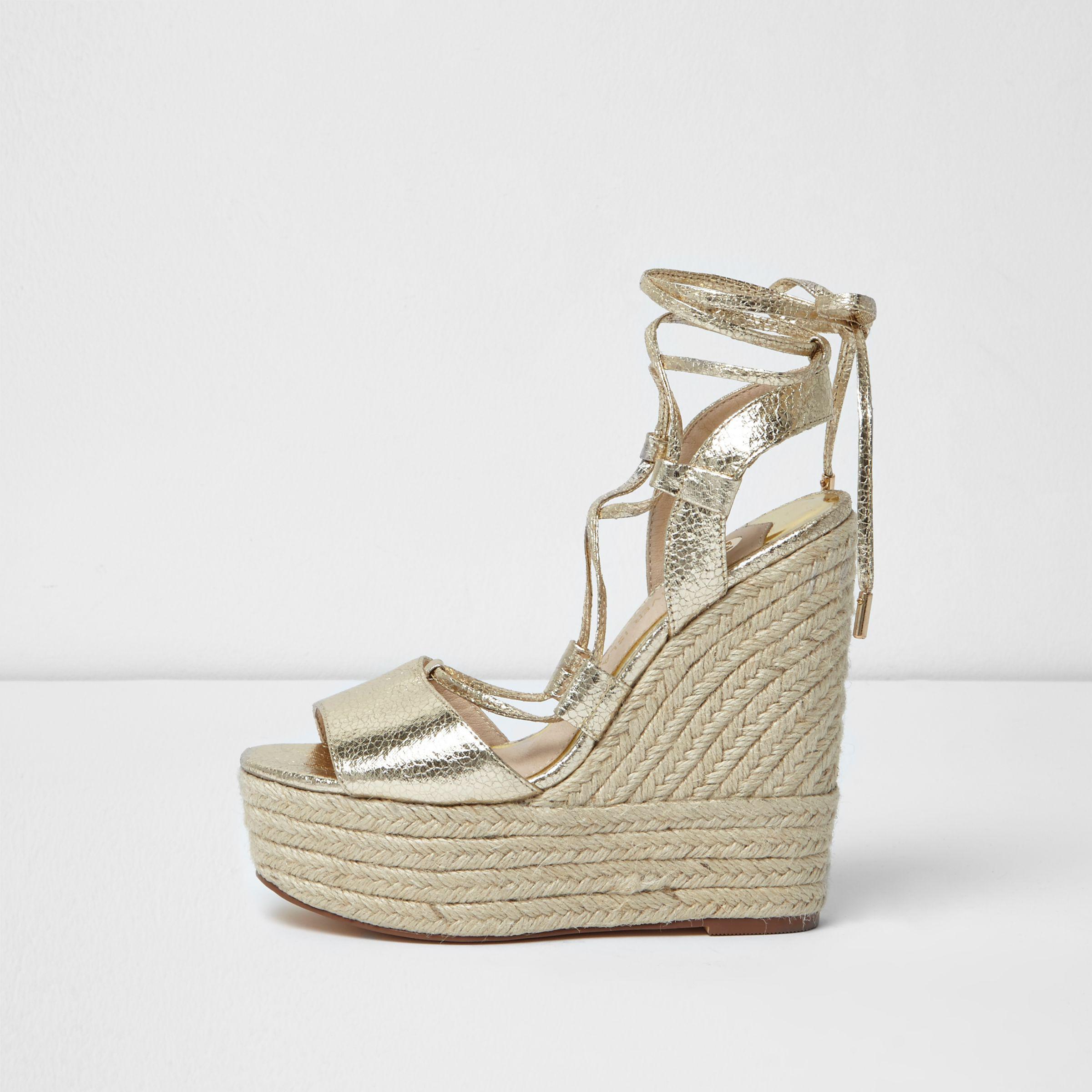 wide fit gold wedges