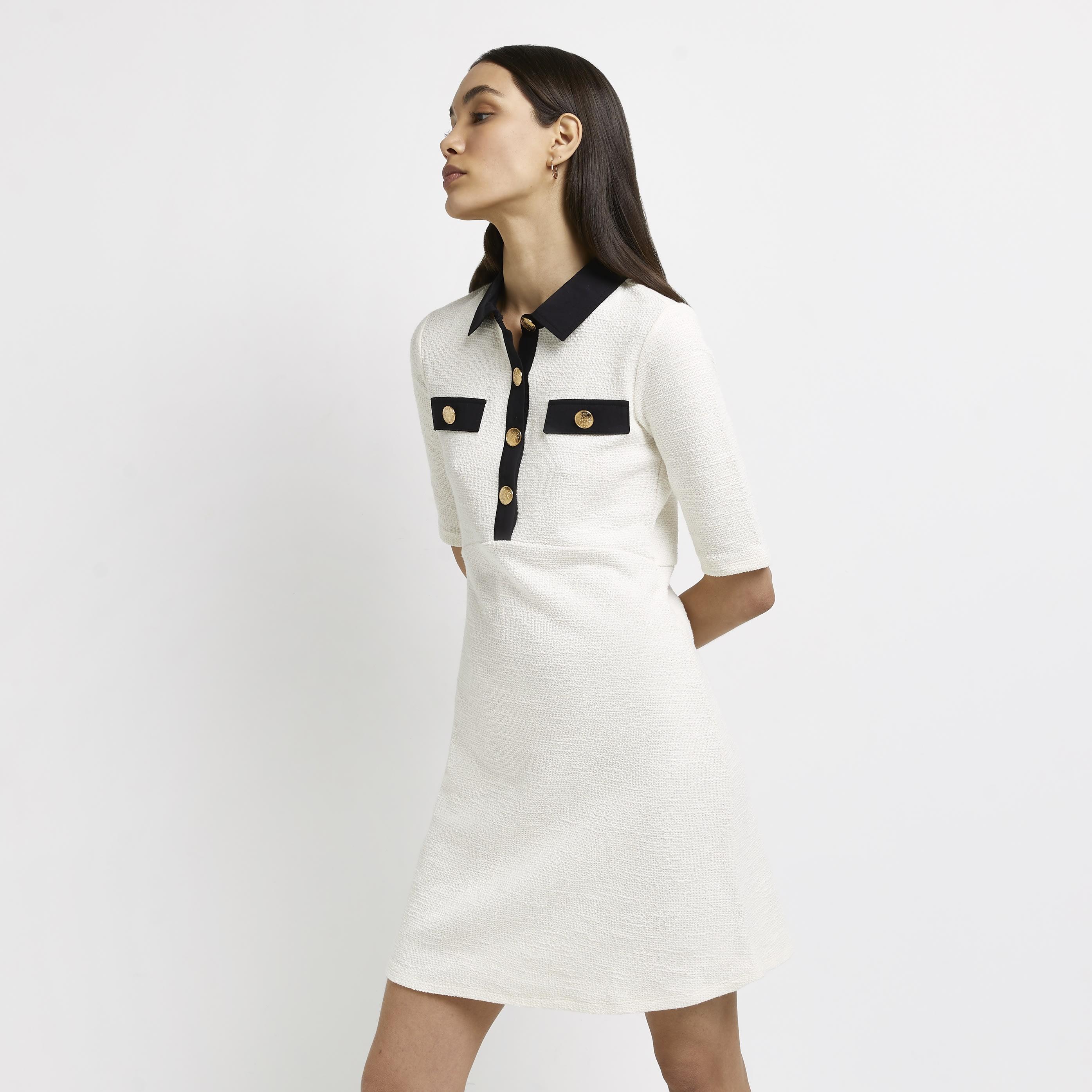 Boucle top shift dress