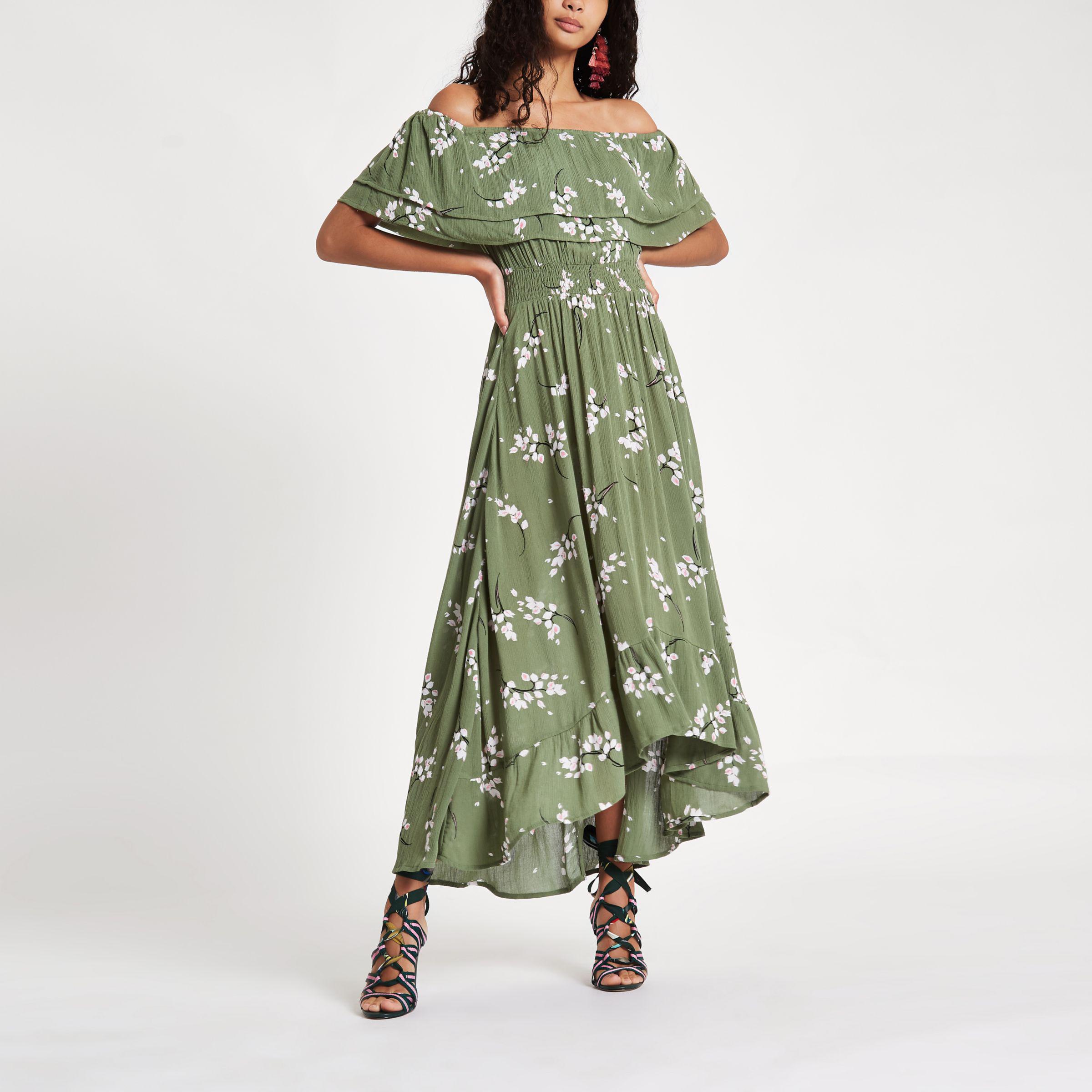 river island green maxi dress