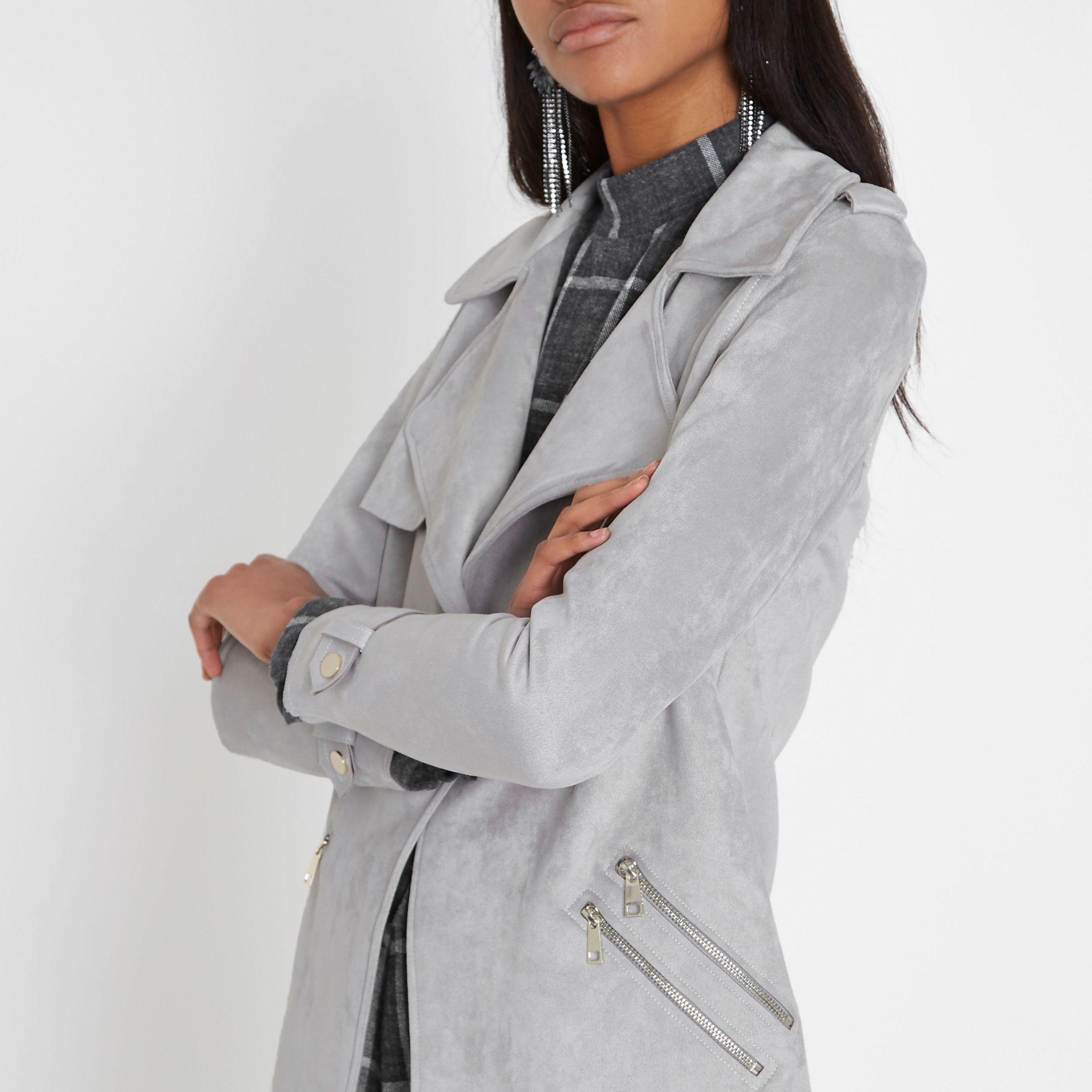 black suede longline jacket