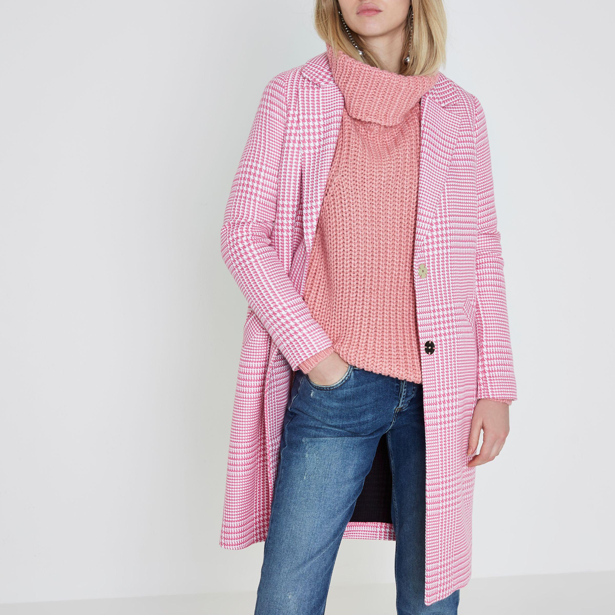 river island checked coat