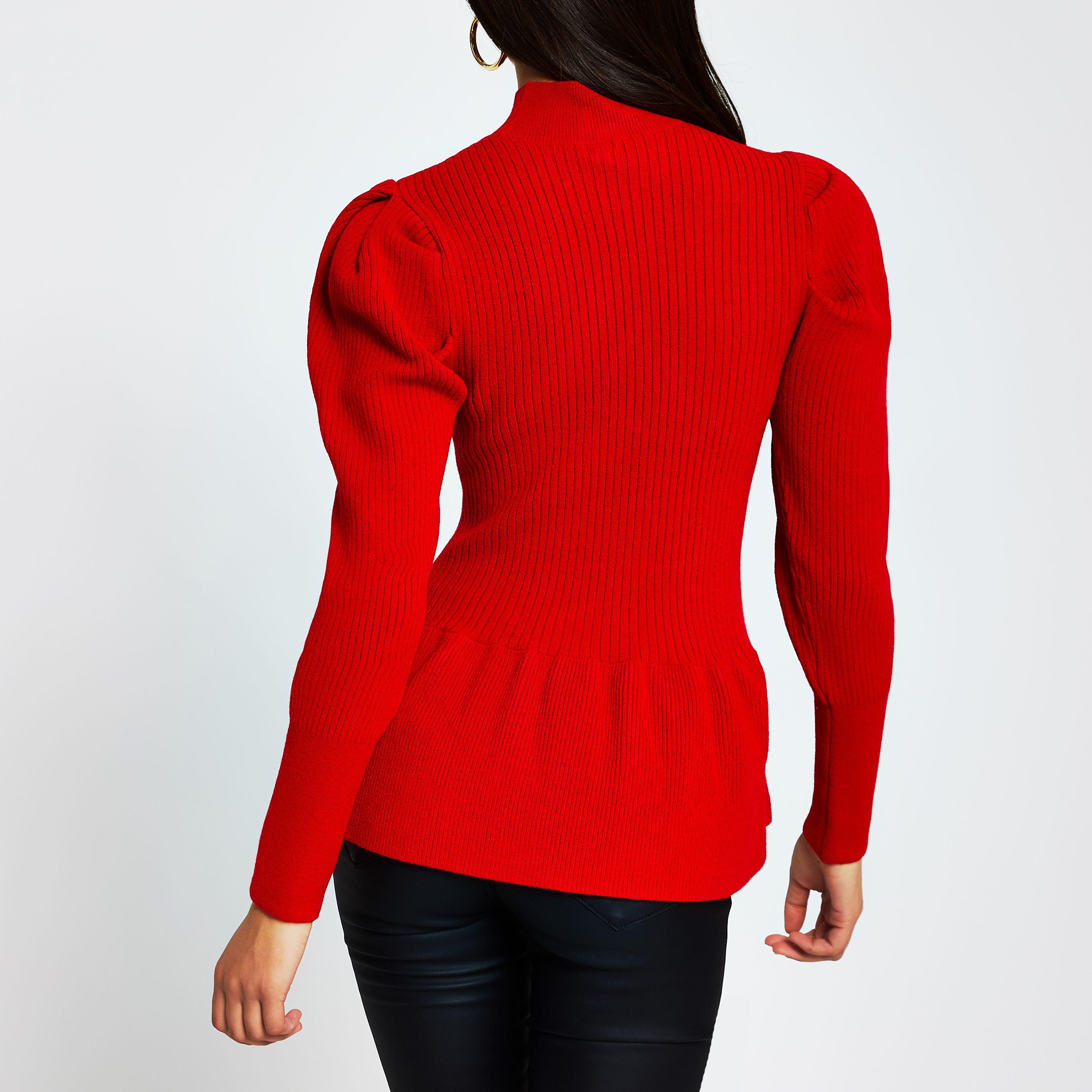 river island red jumper
