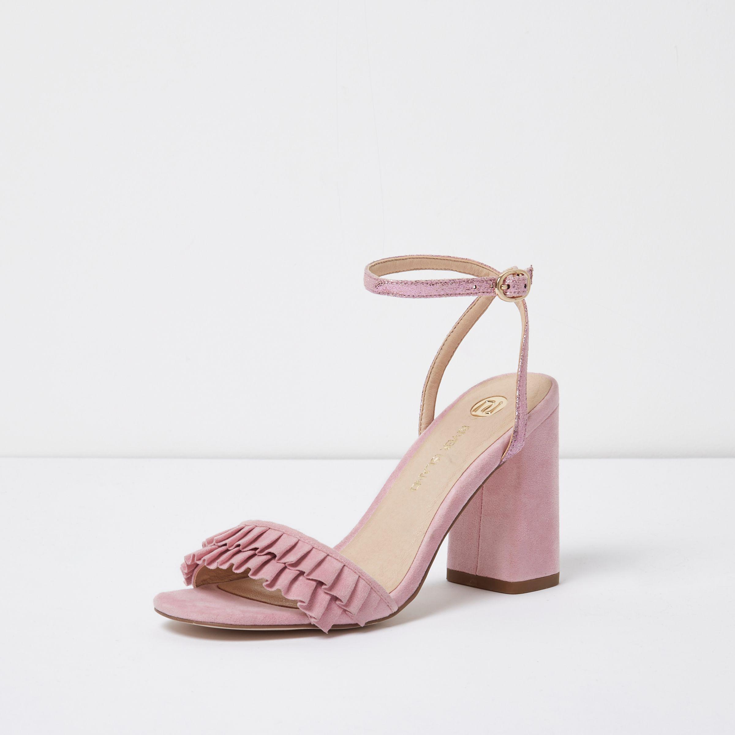 pink block heel sandals wide fit
