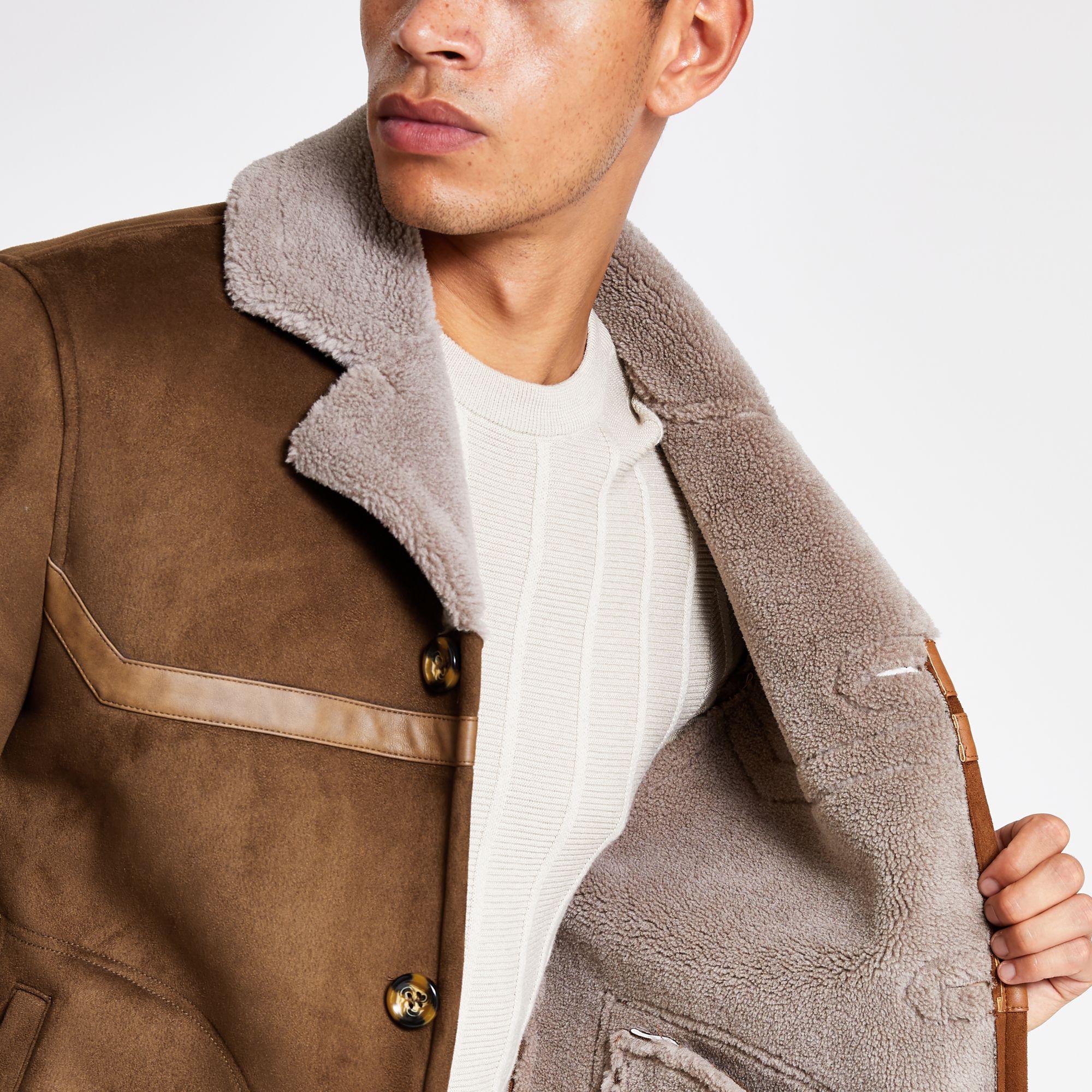 faux suede shearling jacket