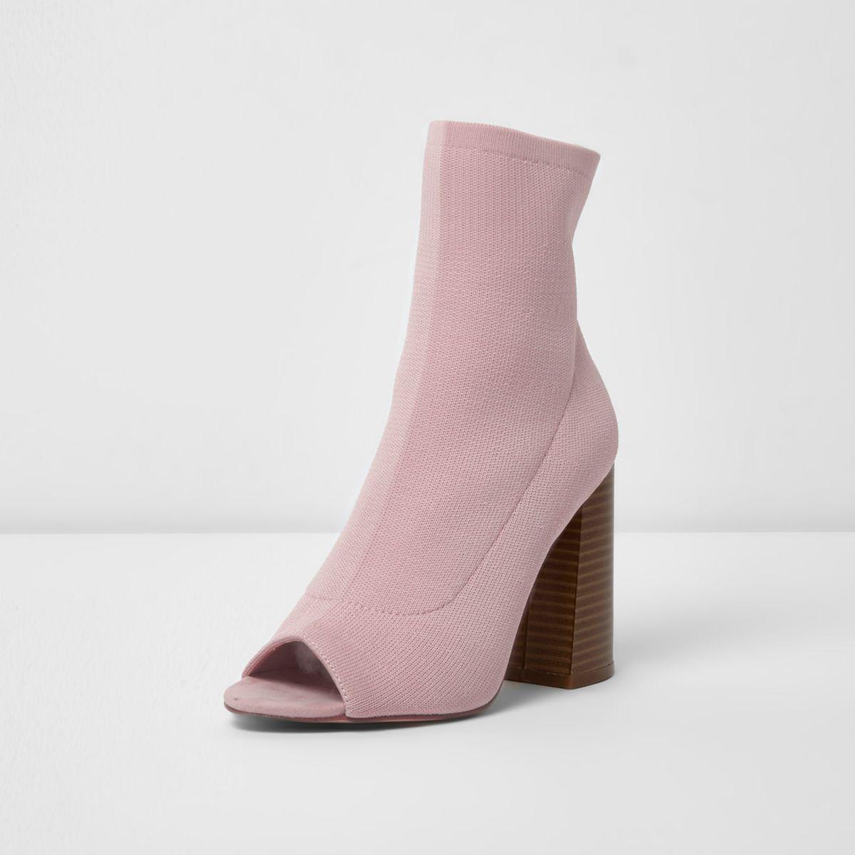 pink open toe booties