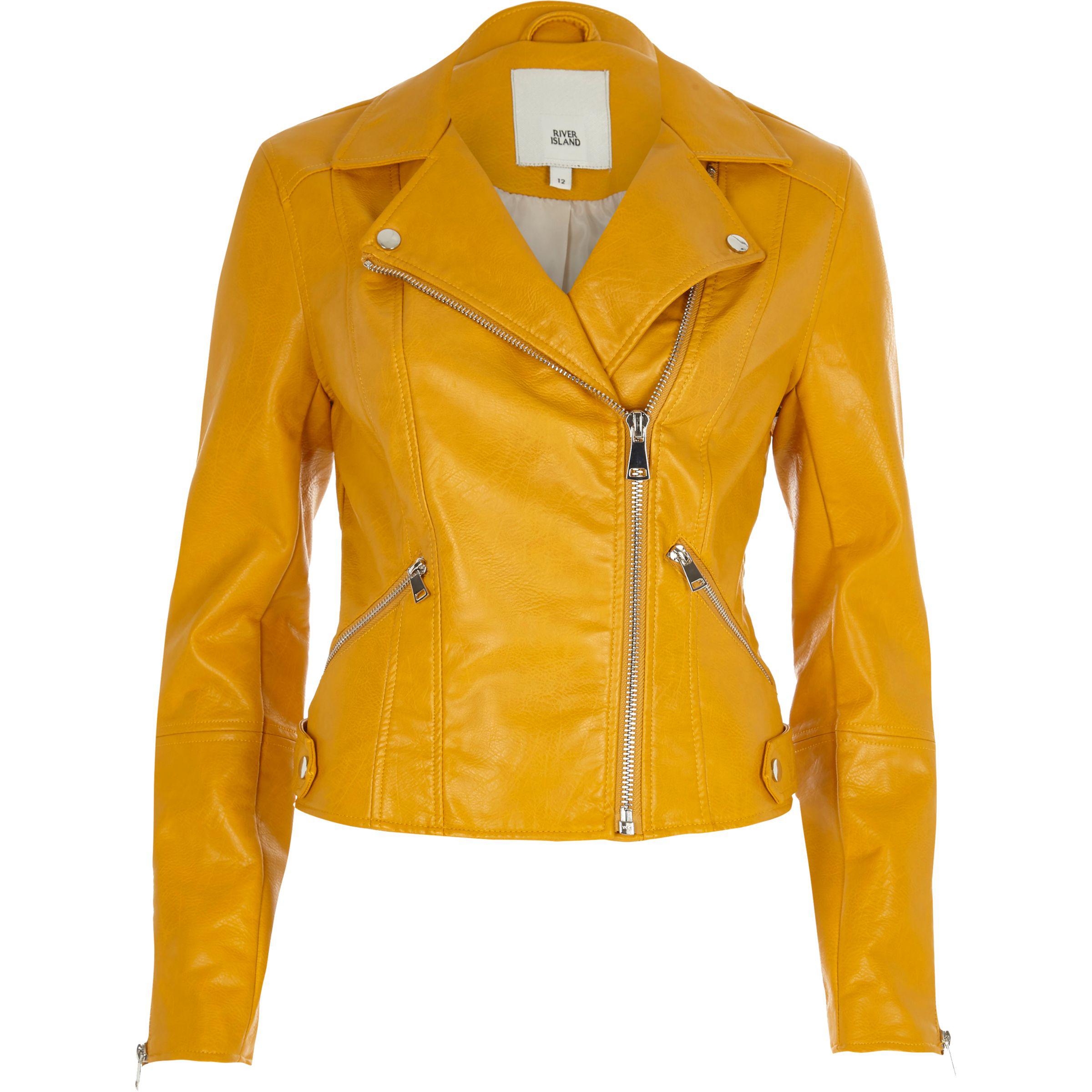 mustard faux leather jacket