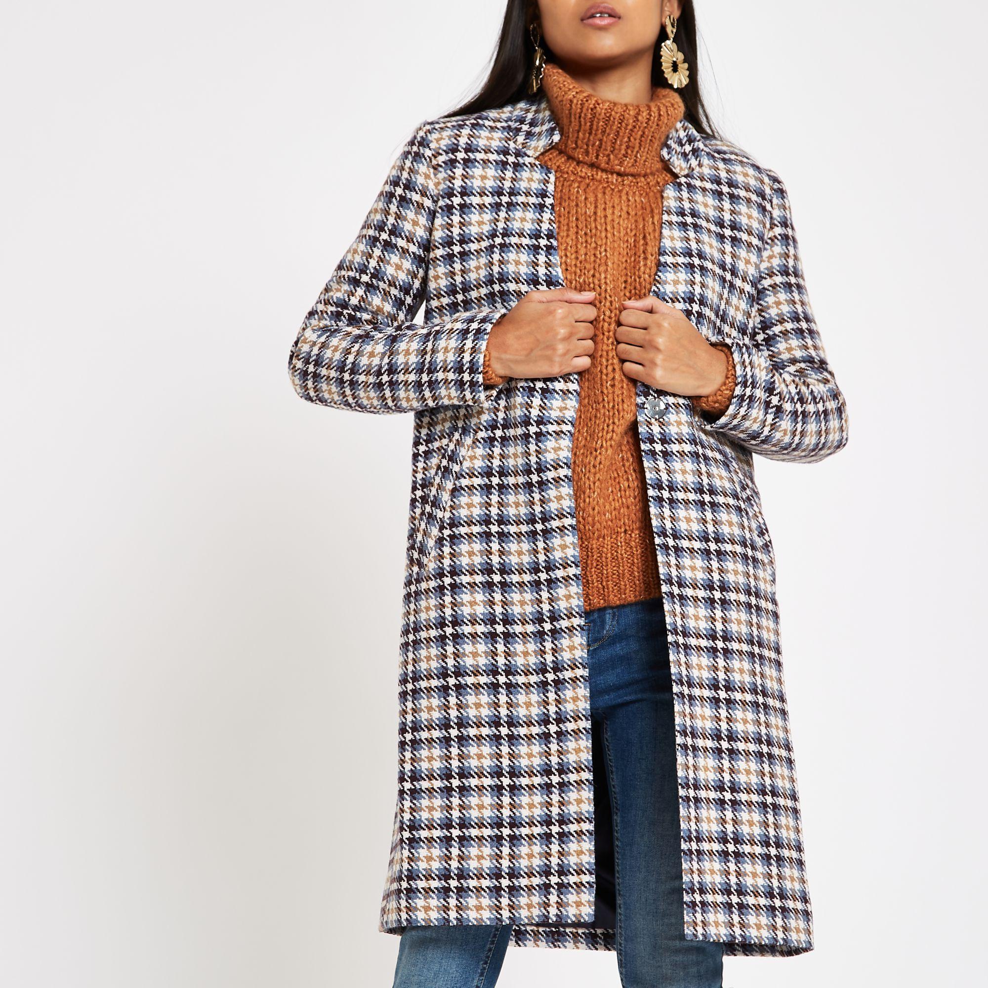 petite checked coat