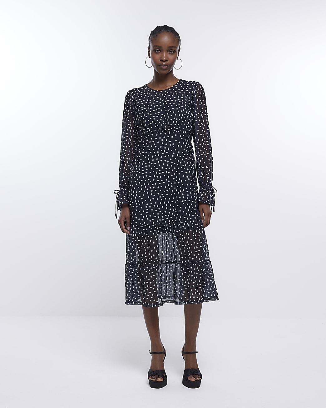 river-island-spot-smock-midi-dress-in-blue-lyst-canada