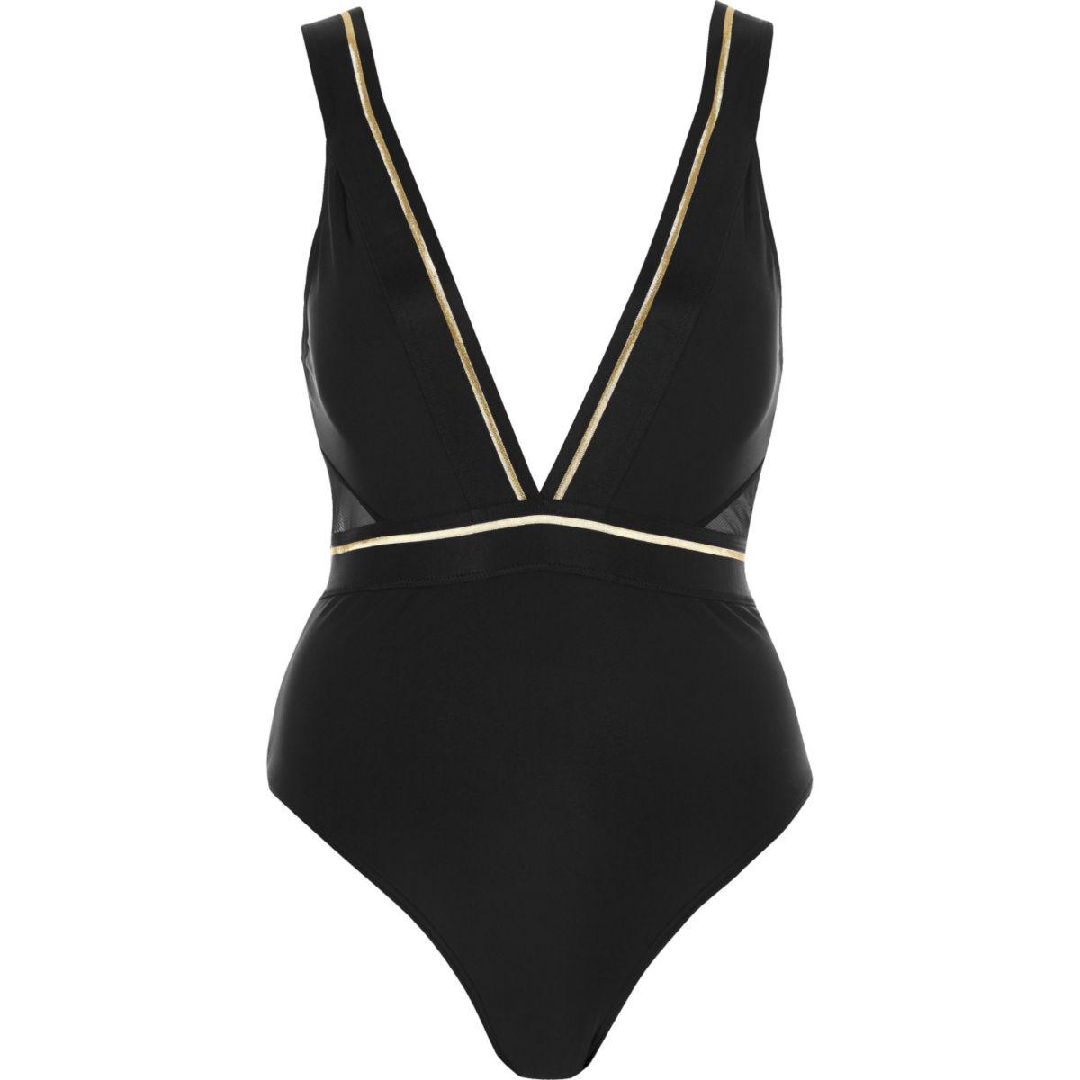 river island black swimming costume