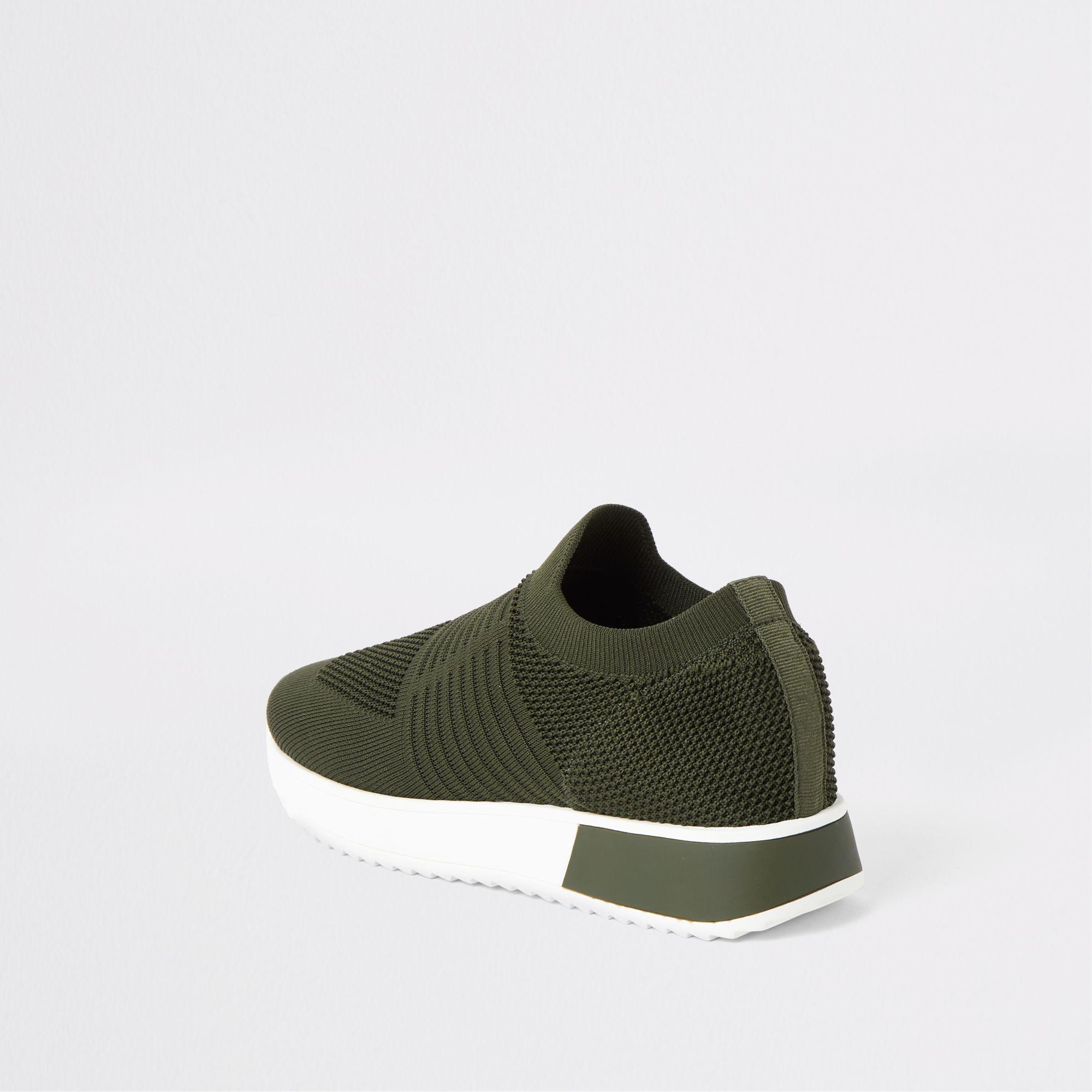 Khaki knitted runner best sale trainers