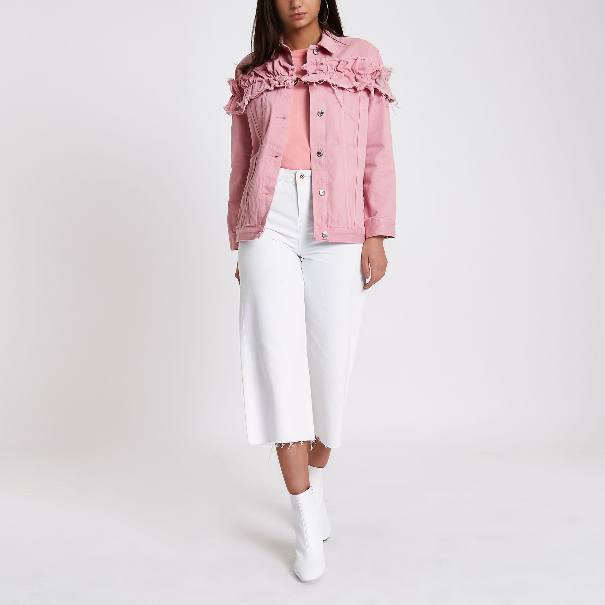 river island pink denim jacket