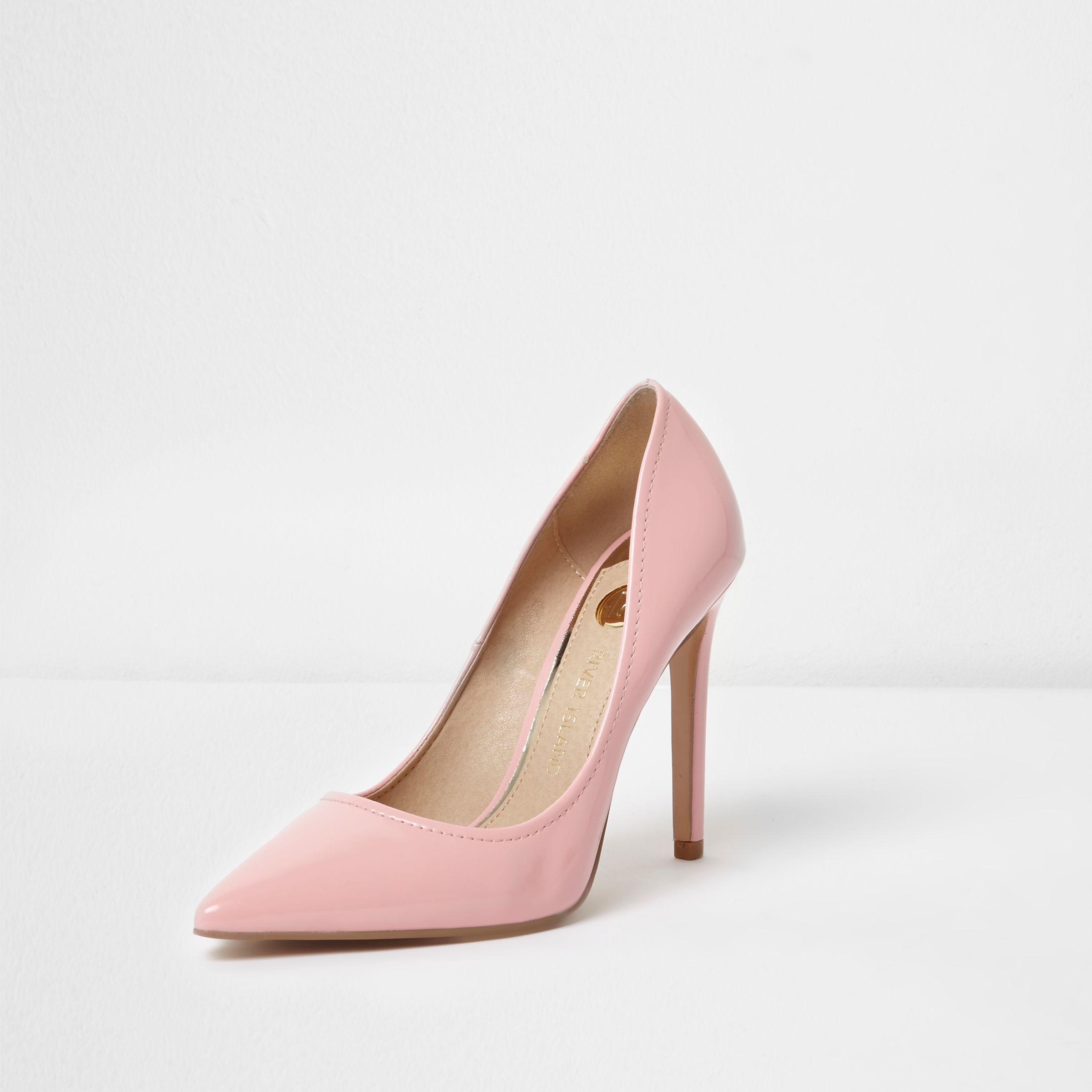 River Island Light Pink Wide Fit Patent Court Shoes | Lyst