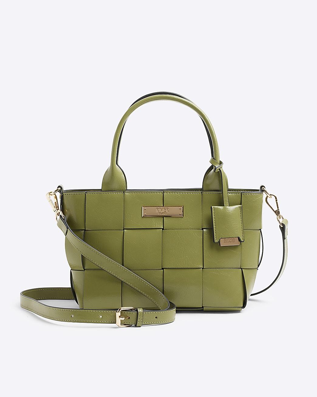 River Island Khaki Chunky Weave Tote Bag in Green Lyst Canada