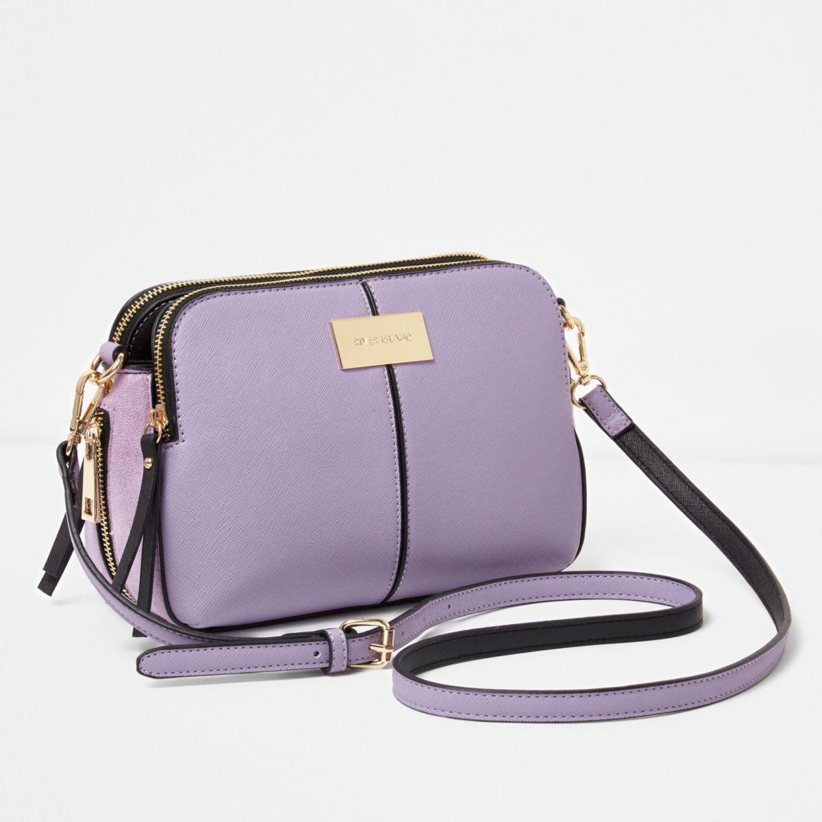river island black triple compartment cross body bag