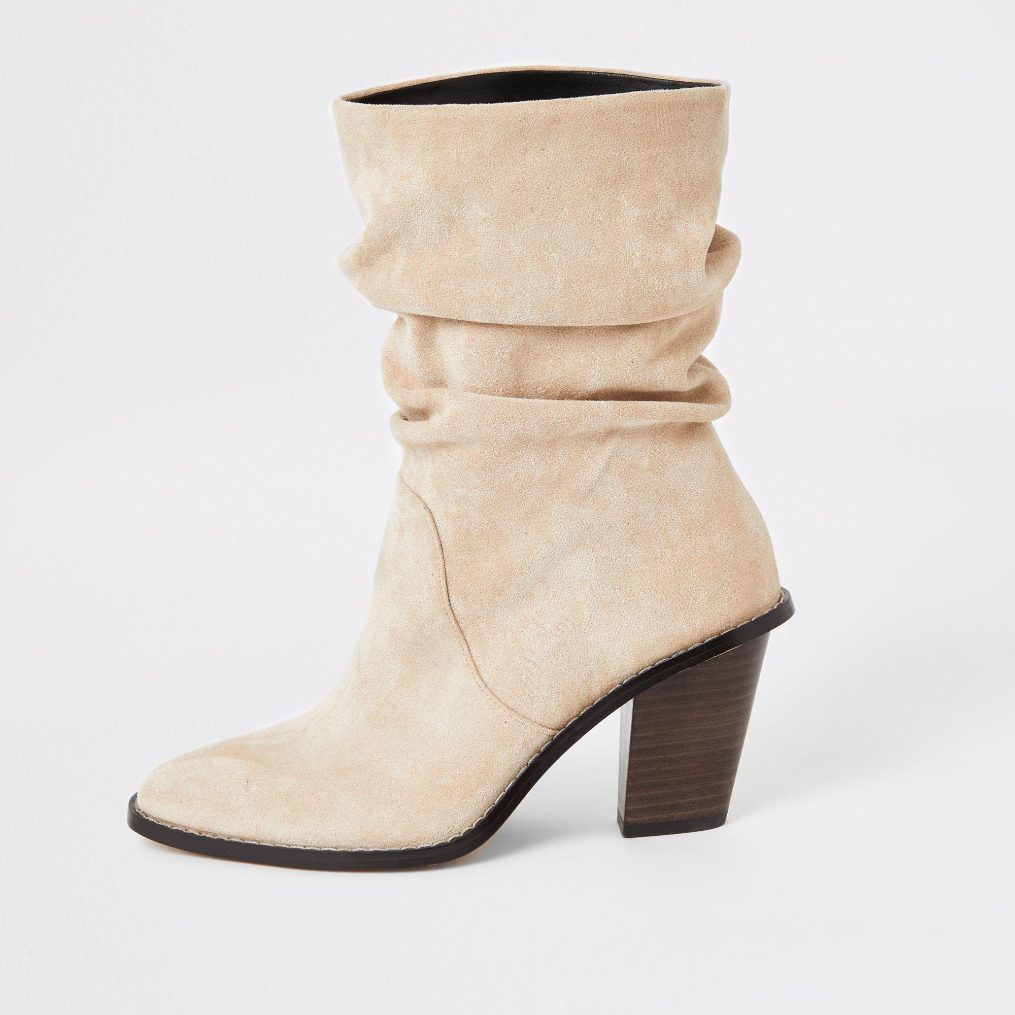beige slouch boots