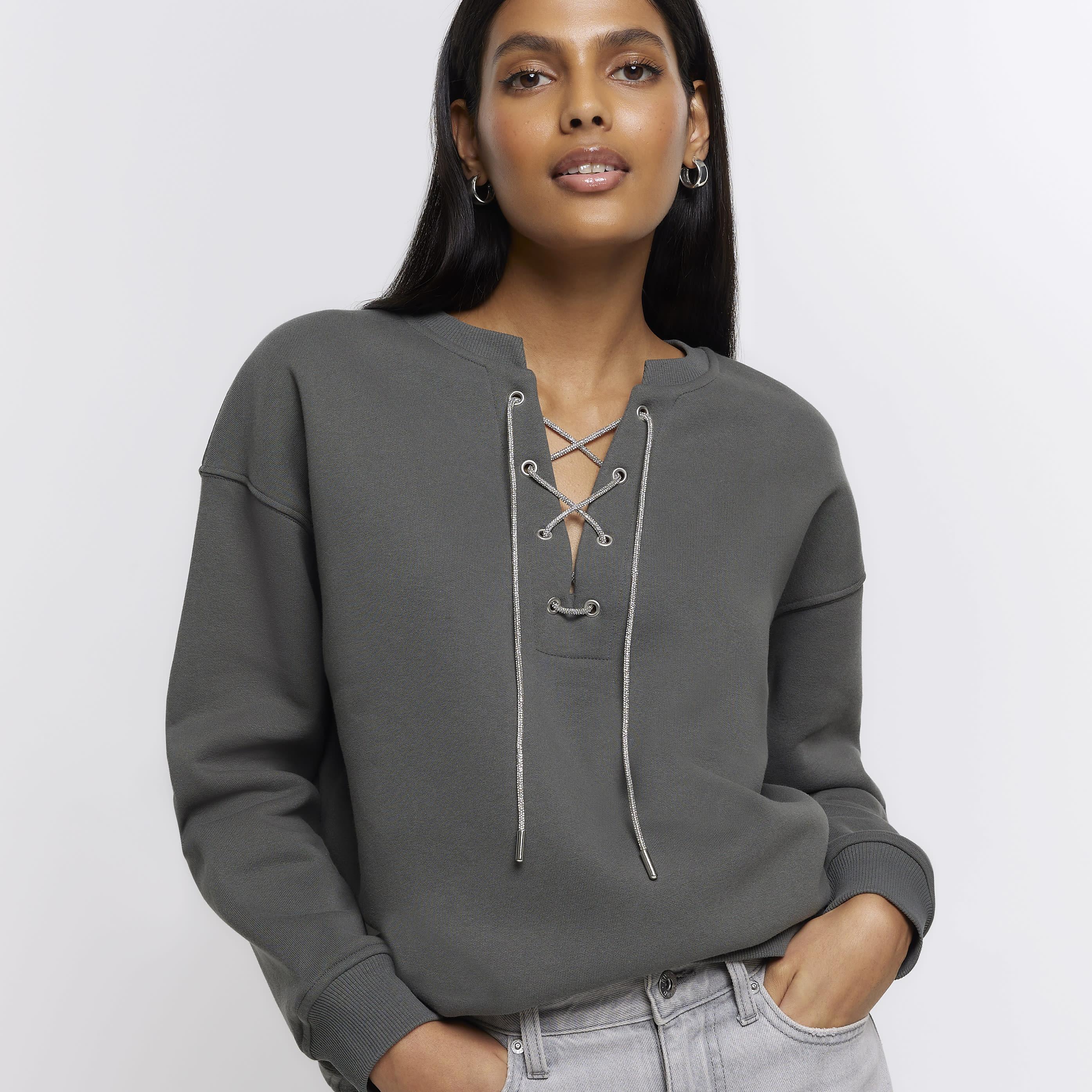 Lace Up Sweatshirt