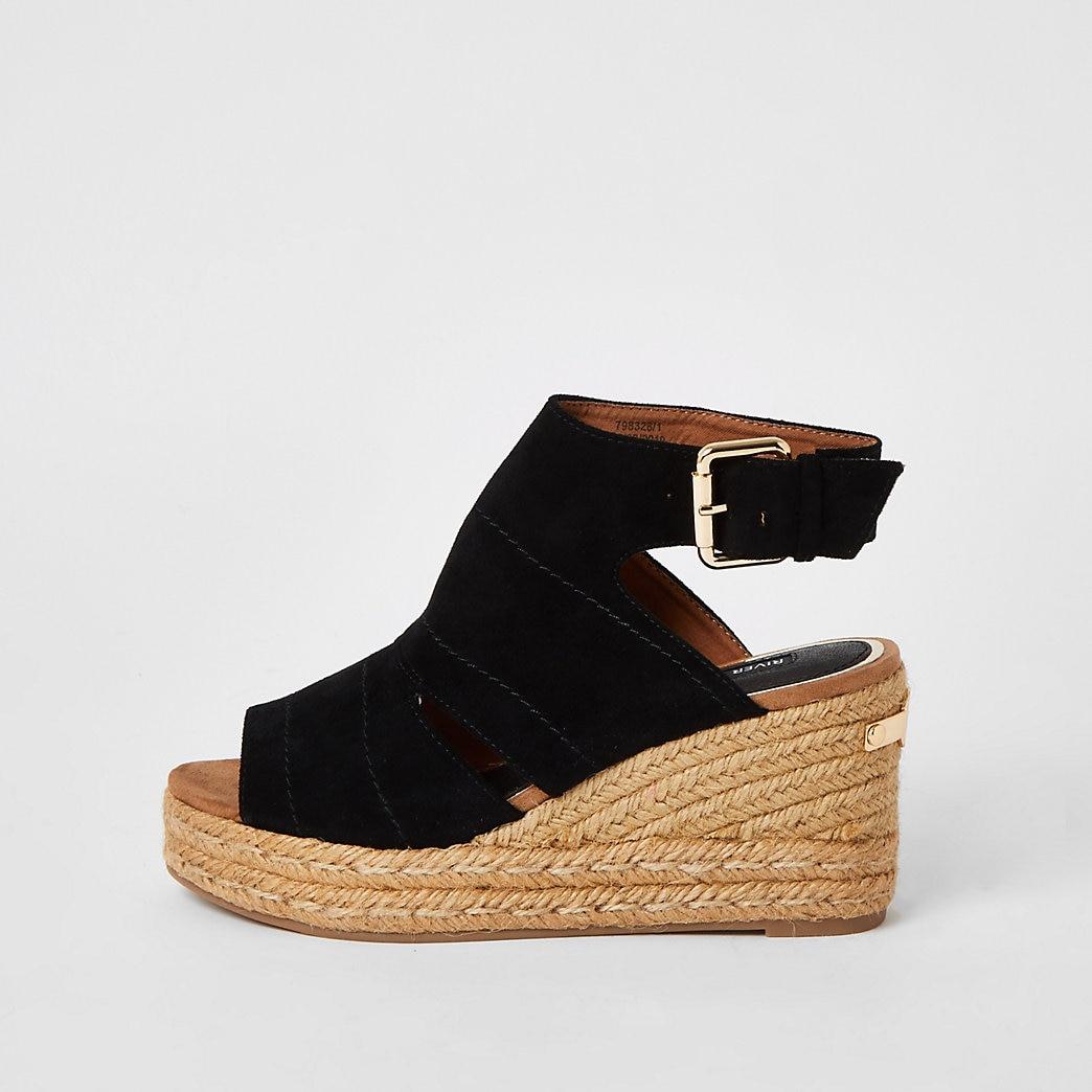 black espadrille platform sandals