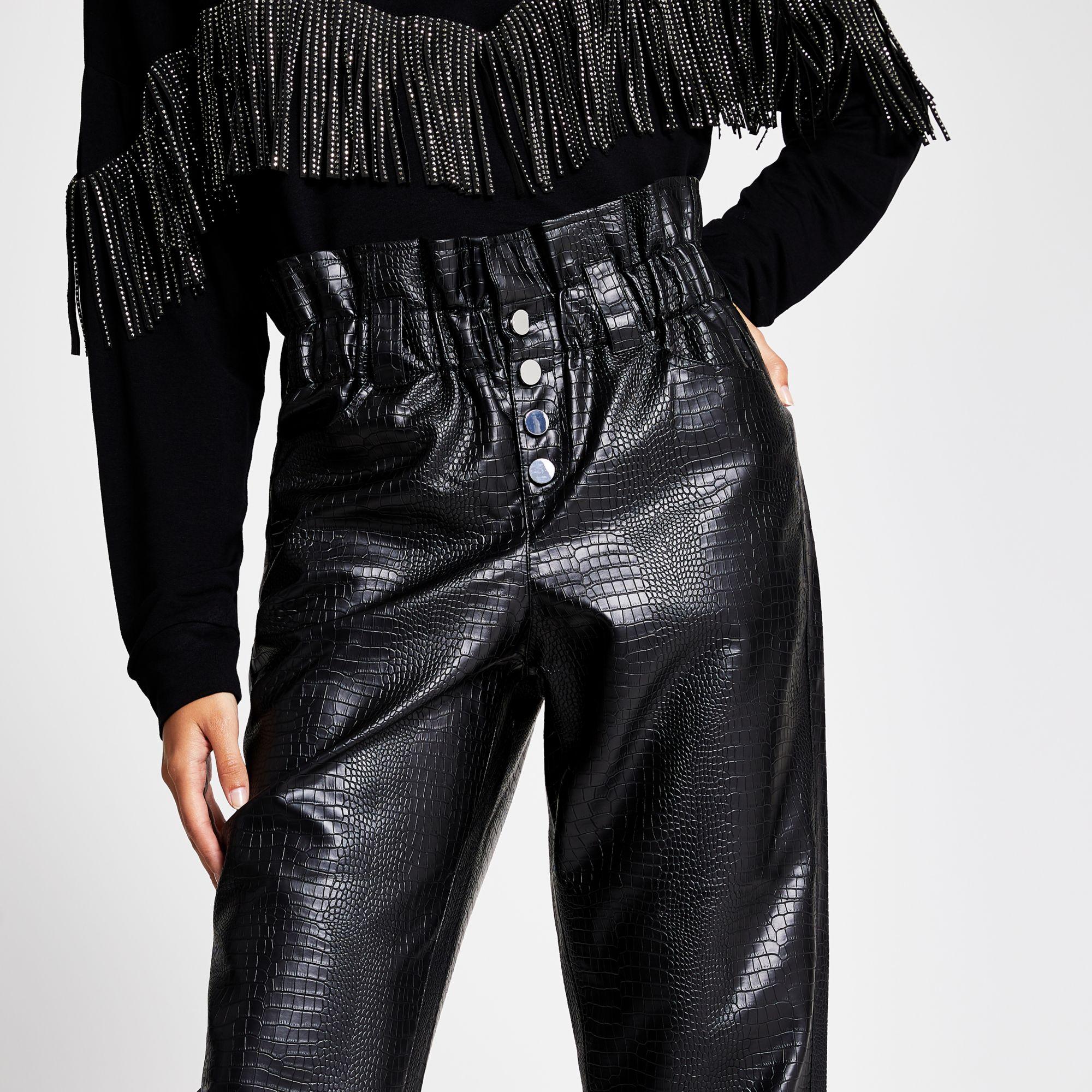 River Island Croc Faux Leather Peg Leg 