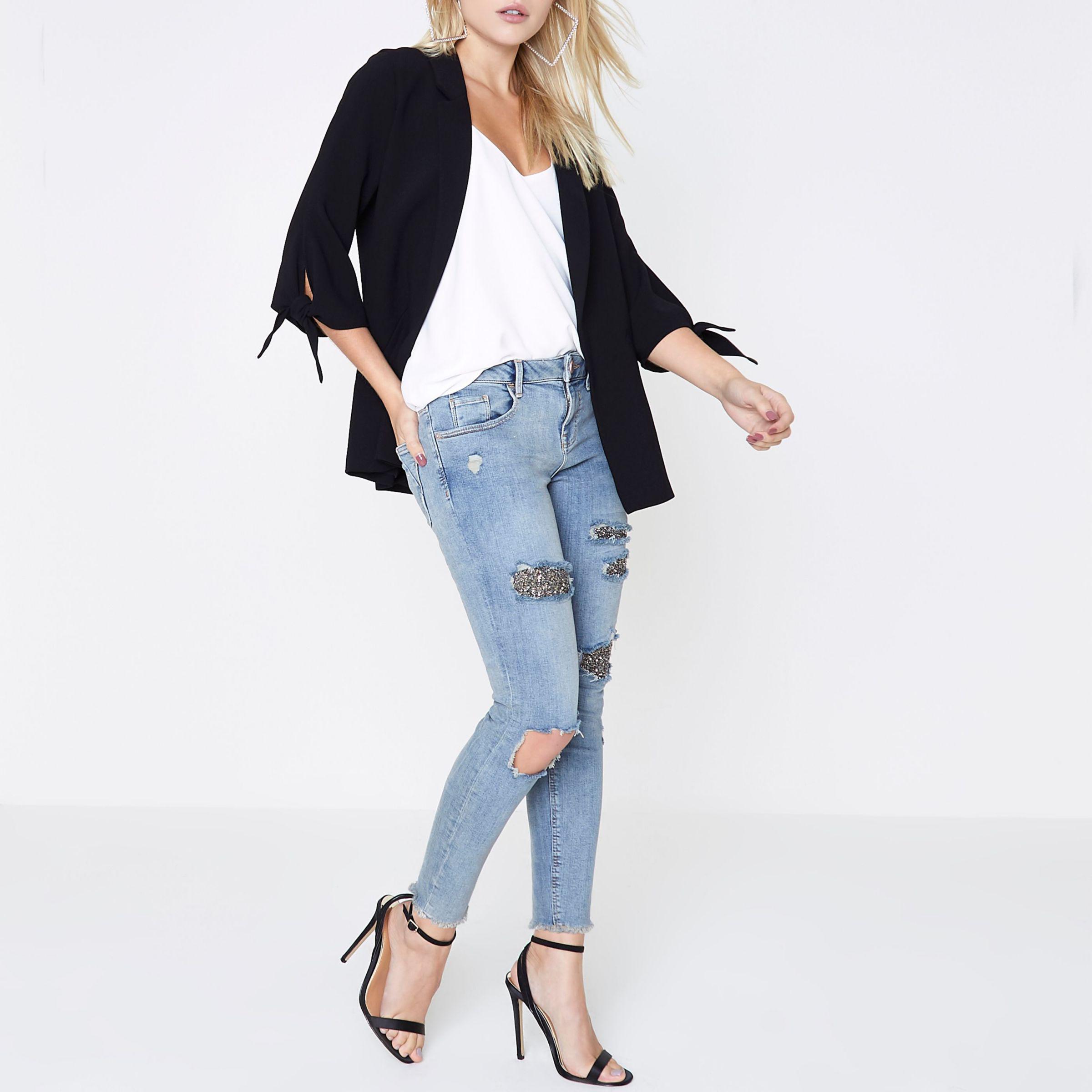 Sequin jeans river island Clearance