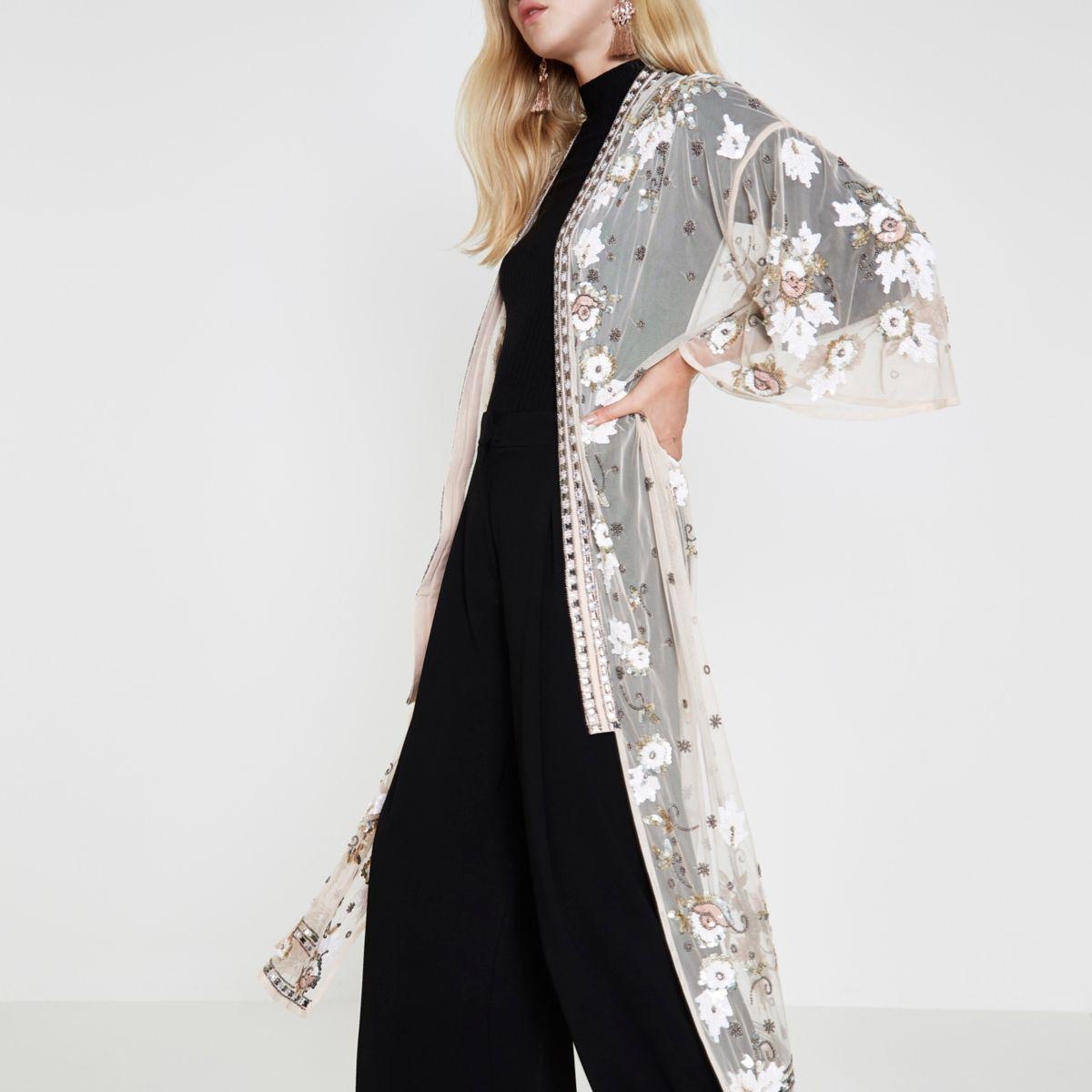 embellished maxi kimono