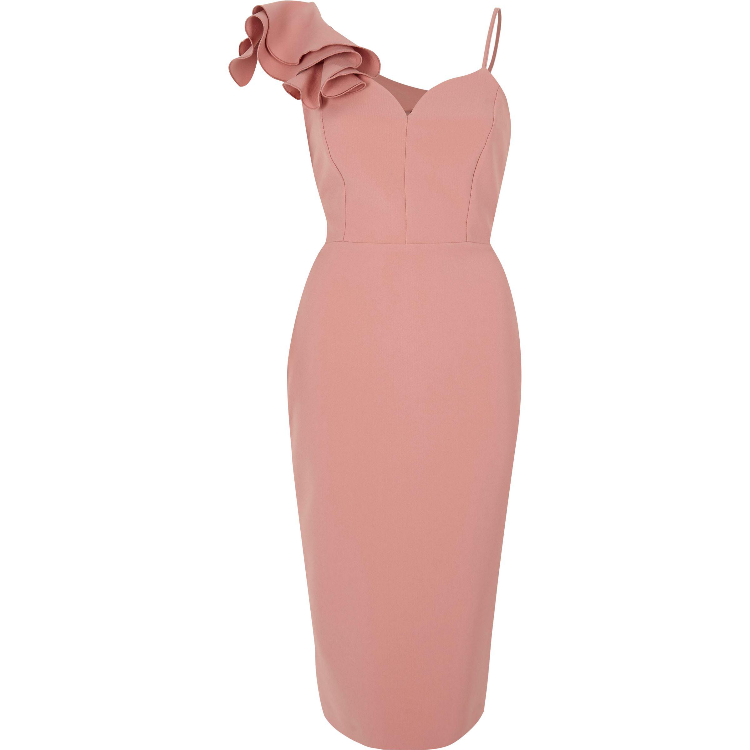 light pink bodycon midi dress