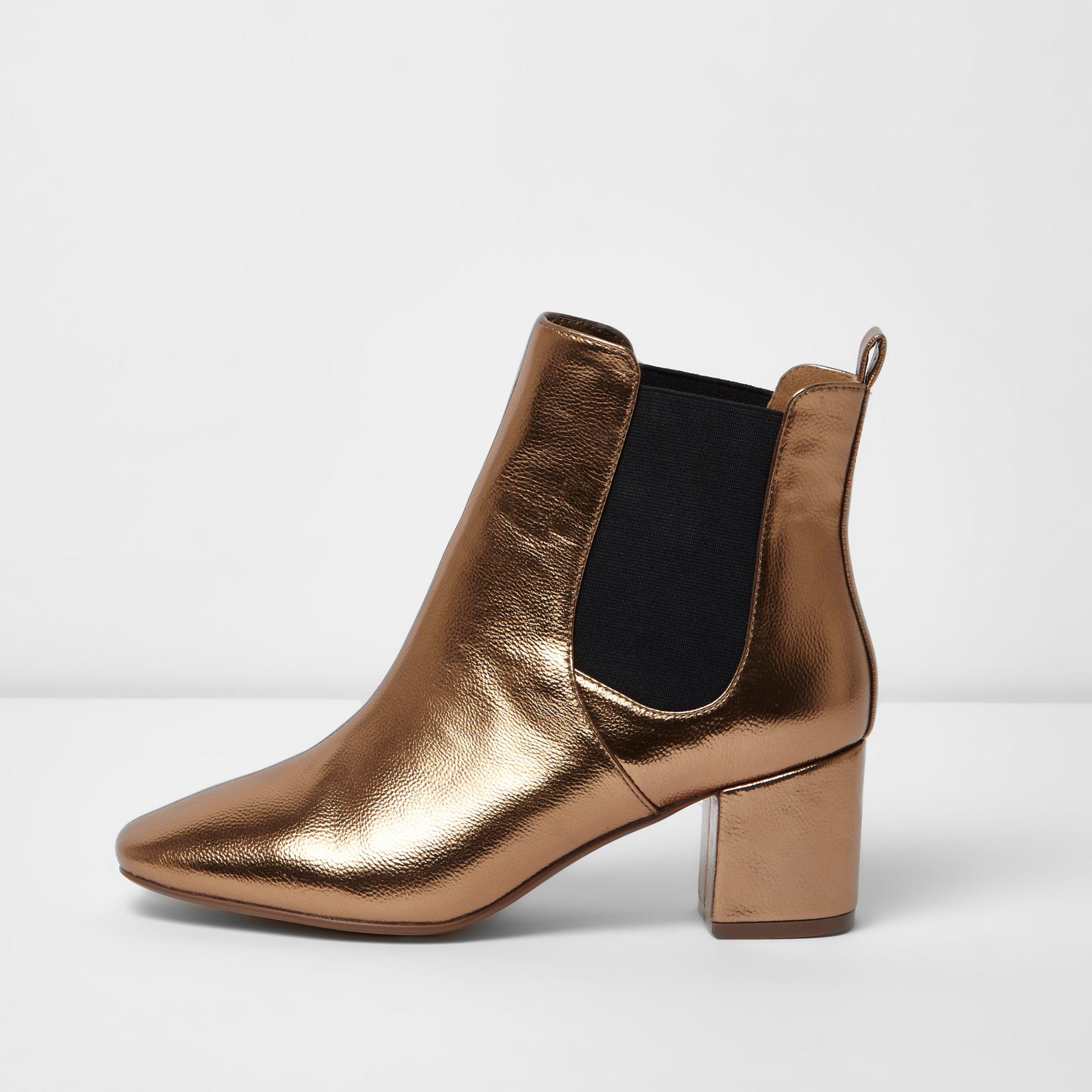 bronze chelsea boots