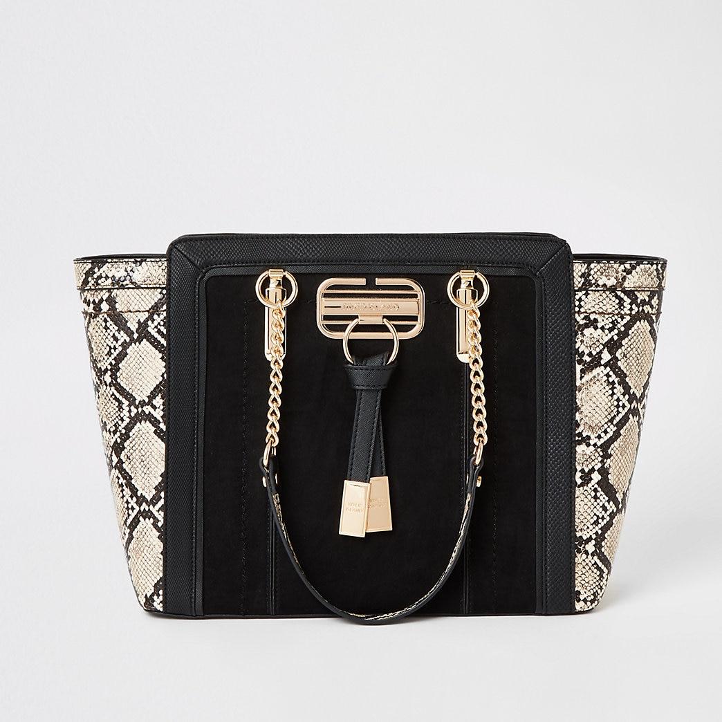 snake print bag black