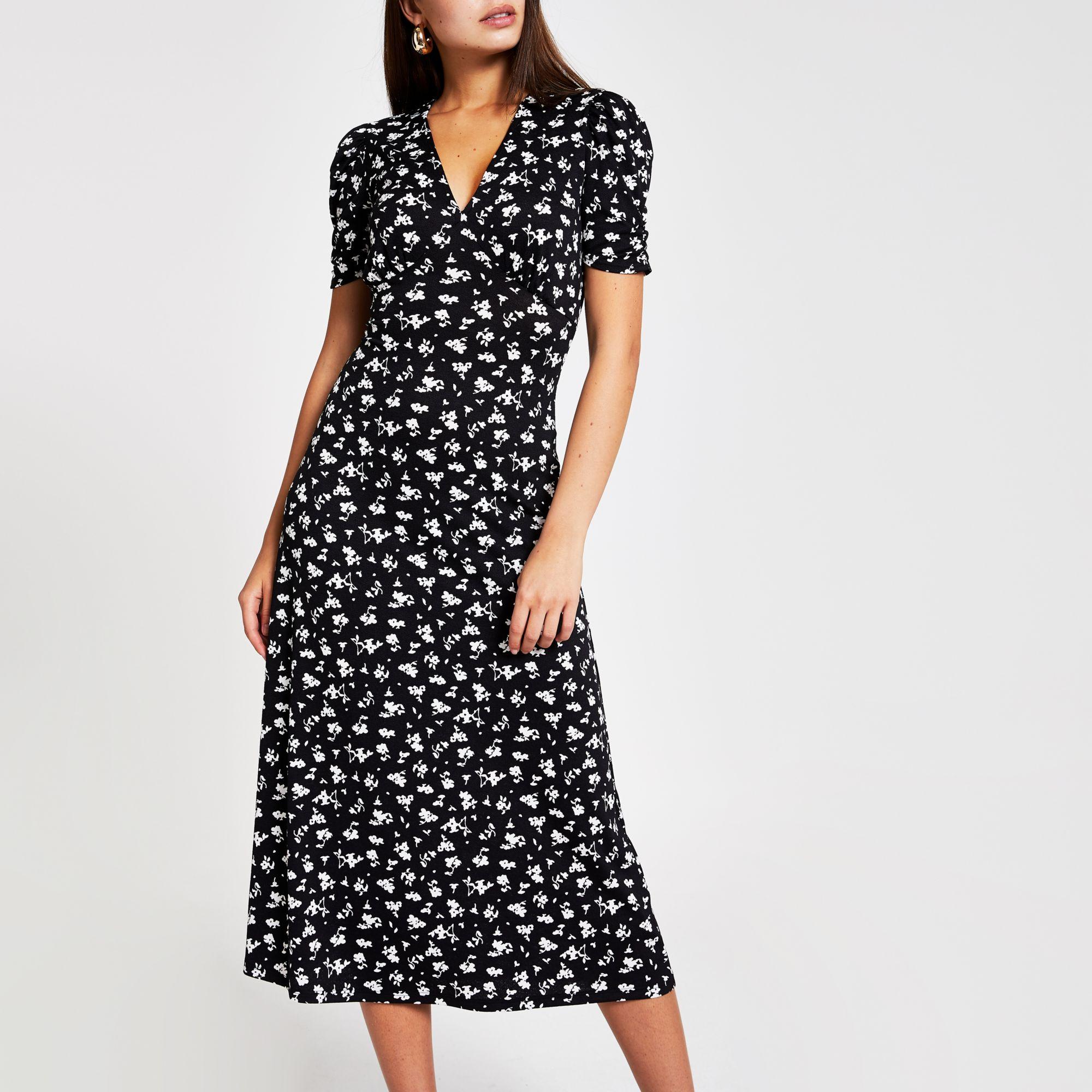 black midi tea dress