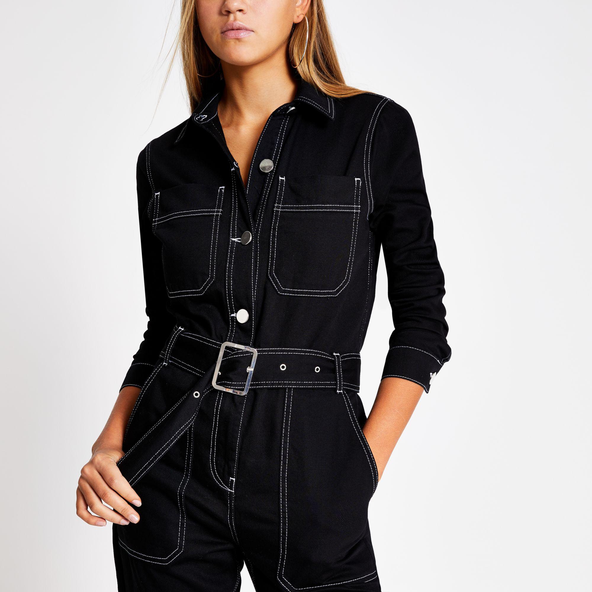 black denim jumpsuits