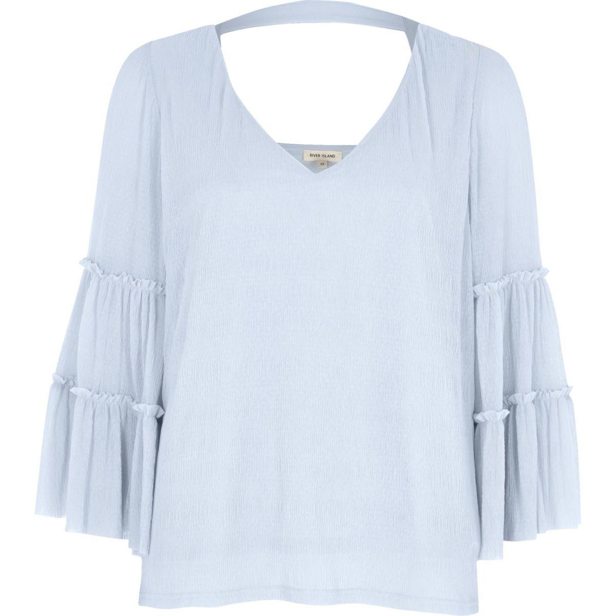 Light blue bell sleeve top Clearance