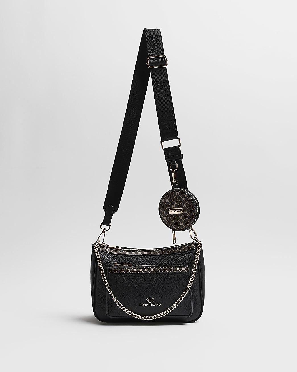 Black monogram pouchette bag