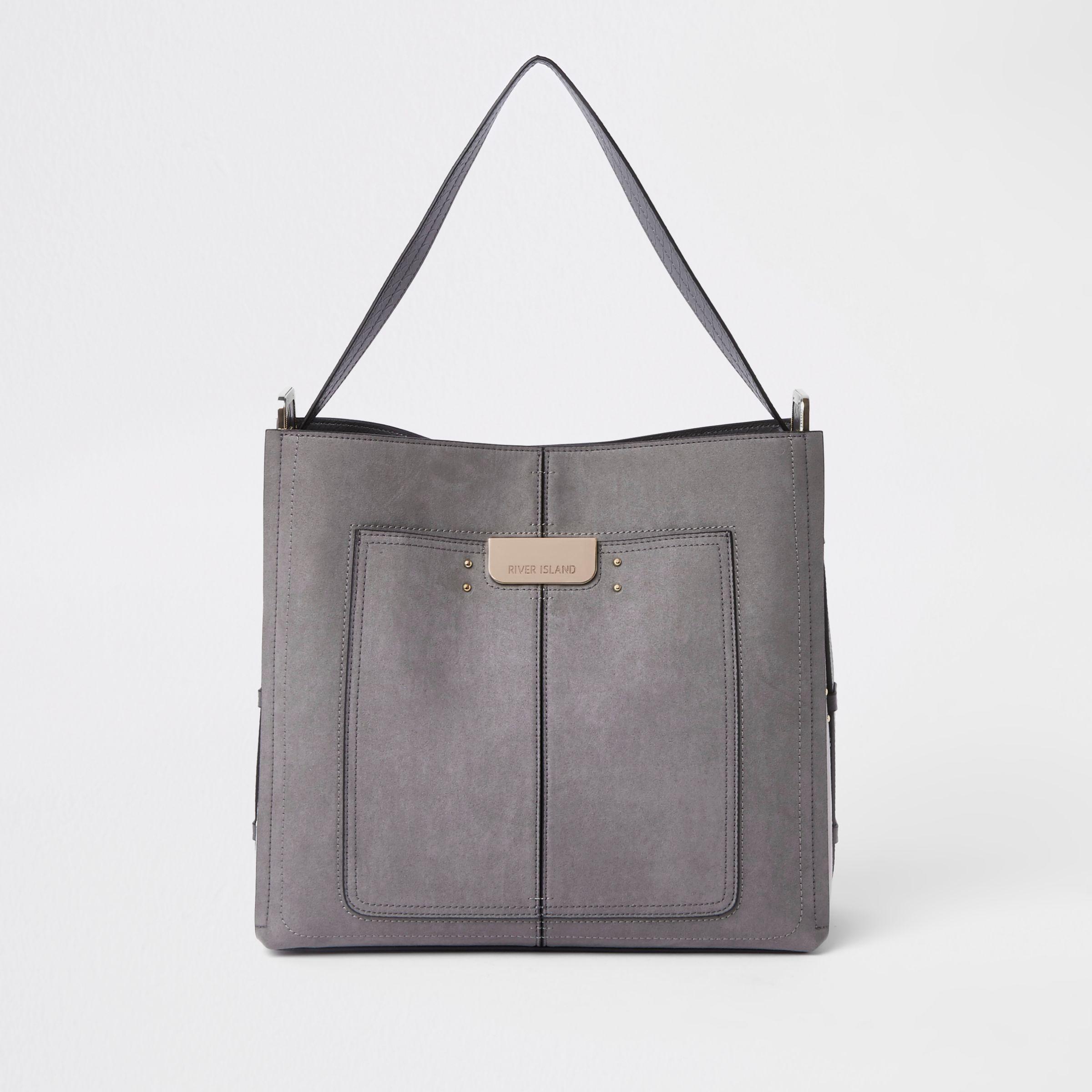 grey tab side slouch bag