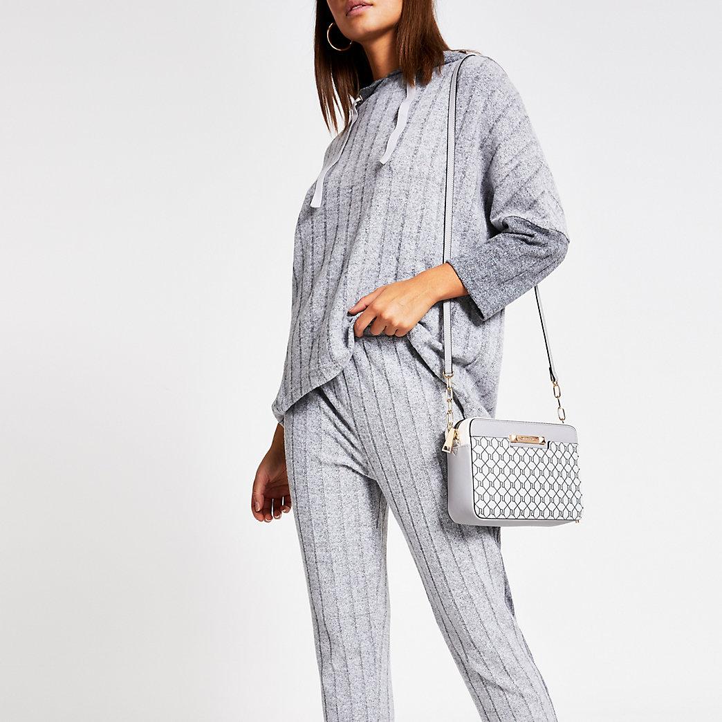 river island grey monogram purse