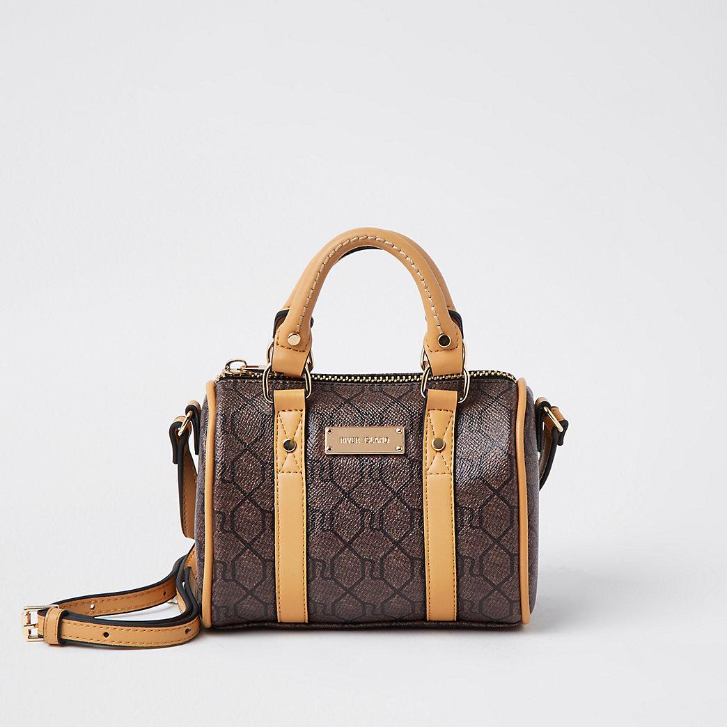 brown monogram cross body bolsa river island