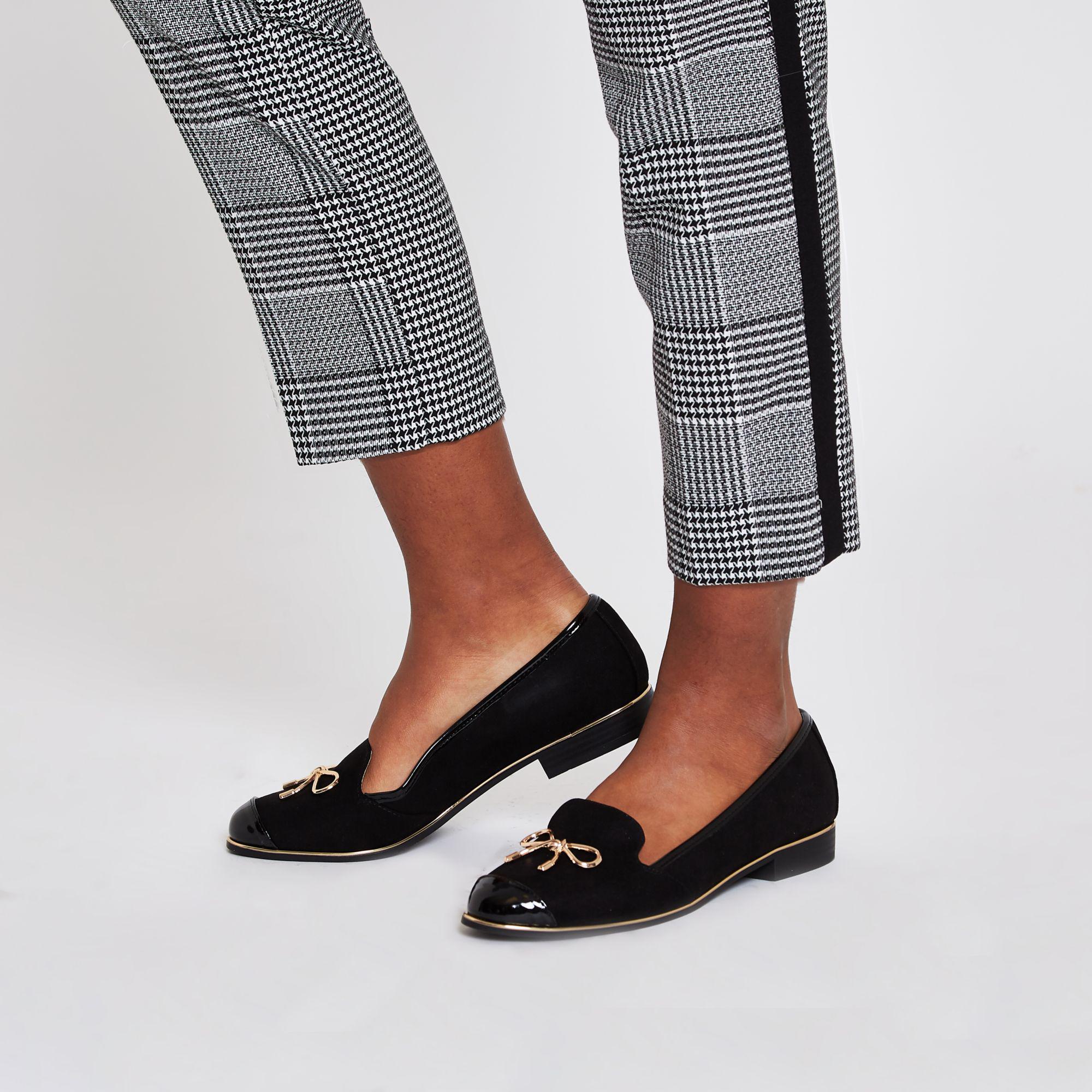 black bow loafers